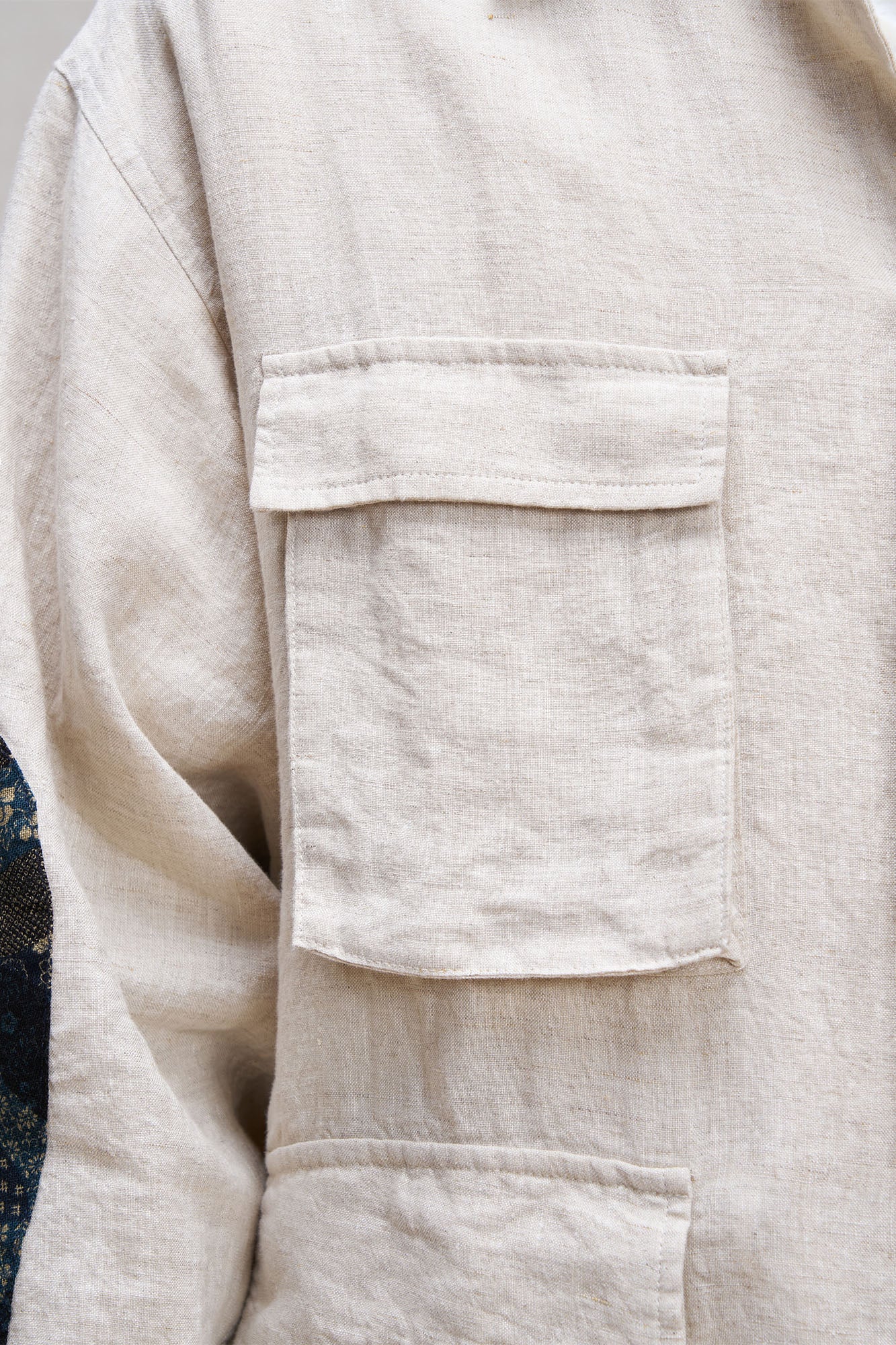 UNLIMITED MOTE Patched Elbow Multi-Pocket Linen Jacket