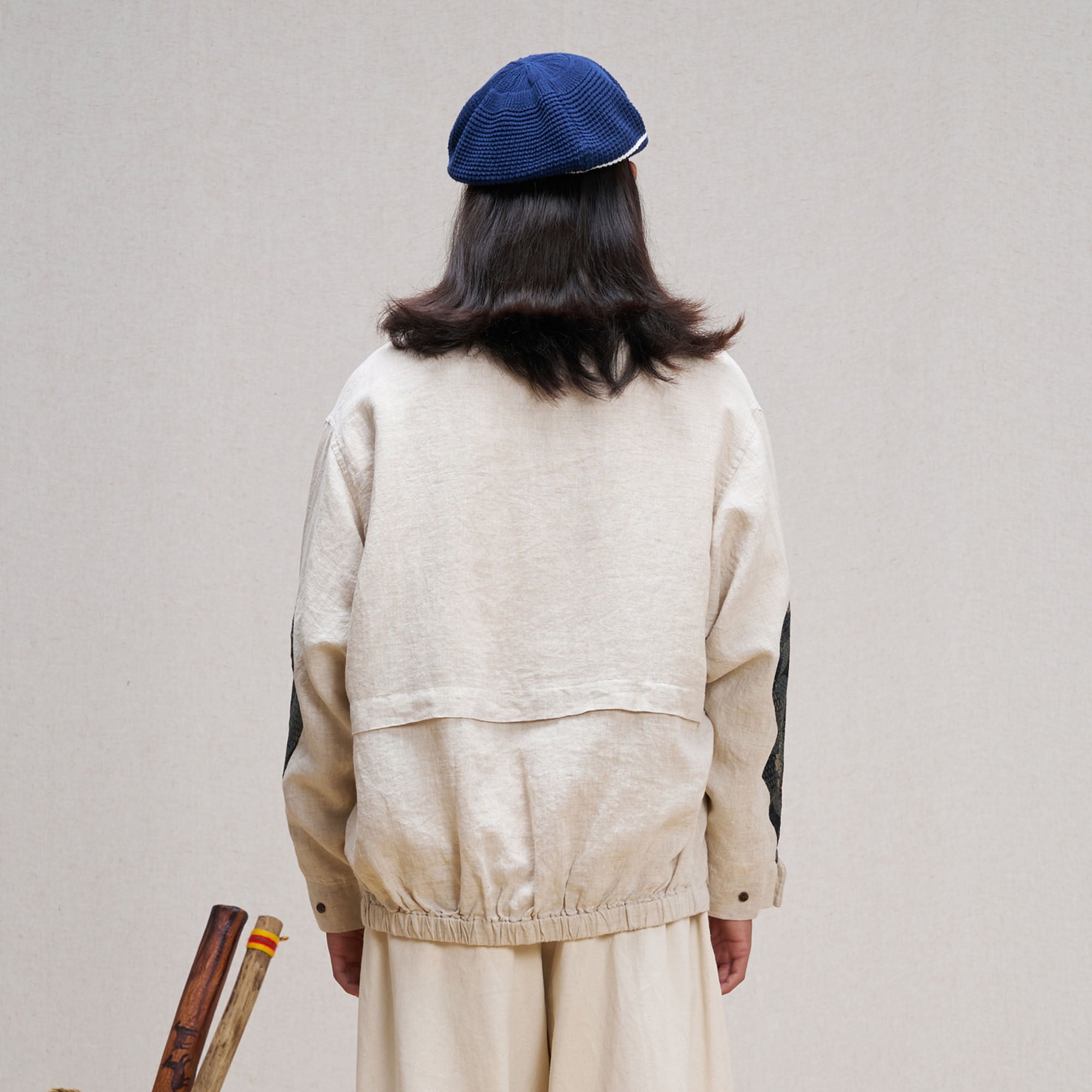 UNLIMITED MOTE Patched Elbow Multi-Pocket Linen Jacket