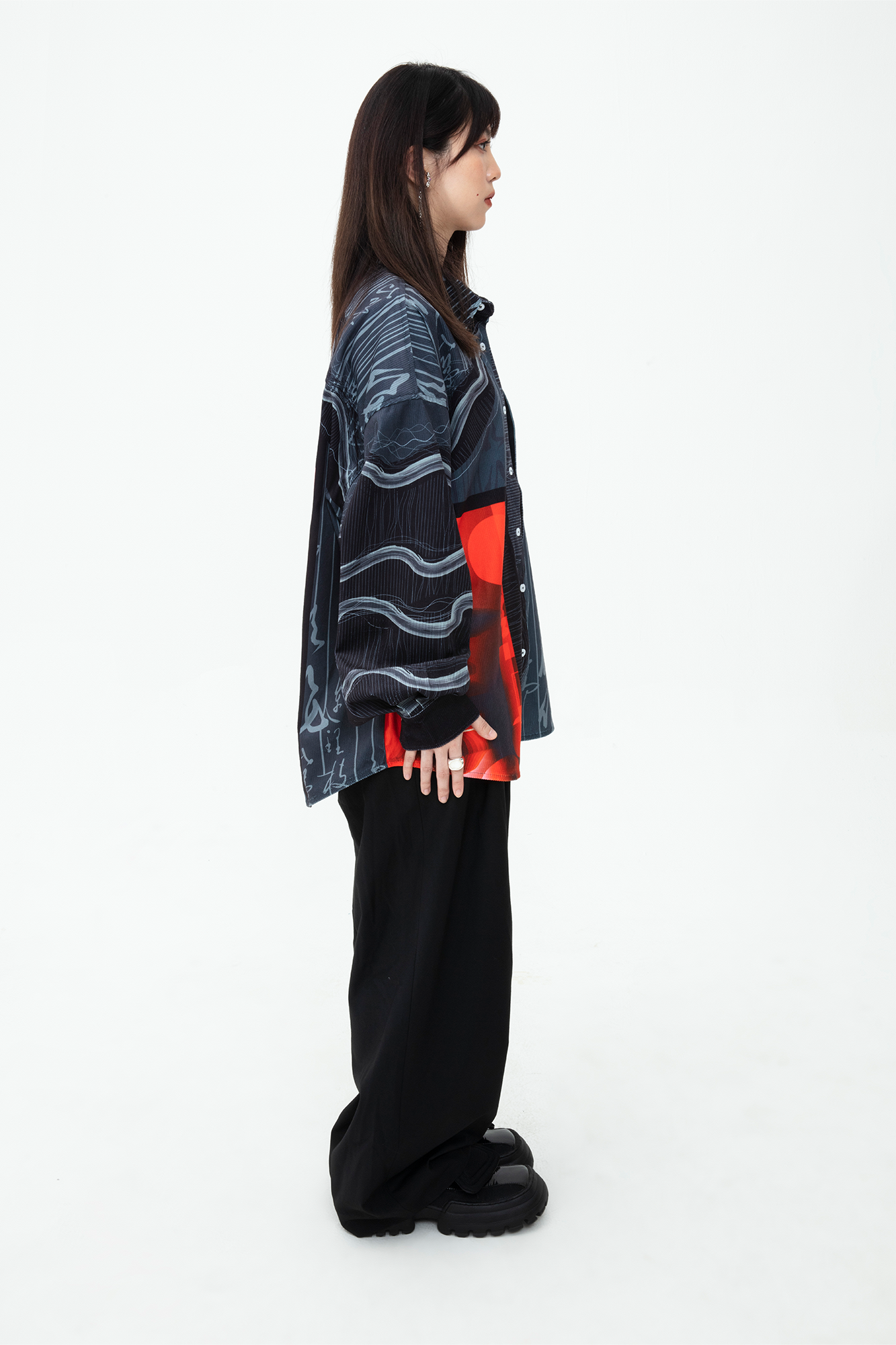 MASH UP ASIA Tang Calligraphy Graphic Oversized Shirt, premium urban and streetwear designers apparel on PROJECTISR.com, MASH UP ASIA