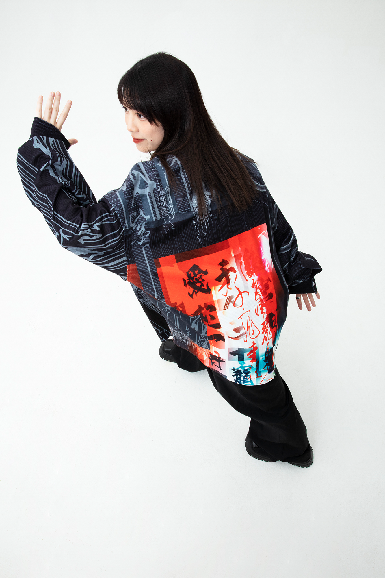 MASH UP ASIA Tang Calligraphy Graphic Oversized Shirt, premium urban and streetwear designers apparel on PROJECTISR.com, MASH UP ASIA