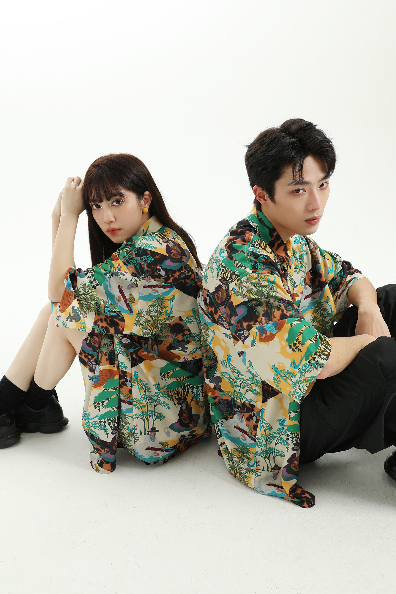 MASH UP ASIA Contrast Full-Print Half Shirt, premium urban and streetwear designers apparel on PROJECTISR.com, MASH UP ASIA