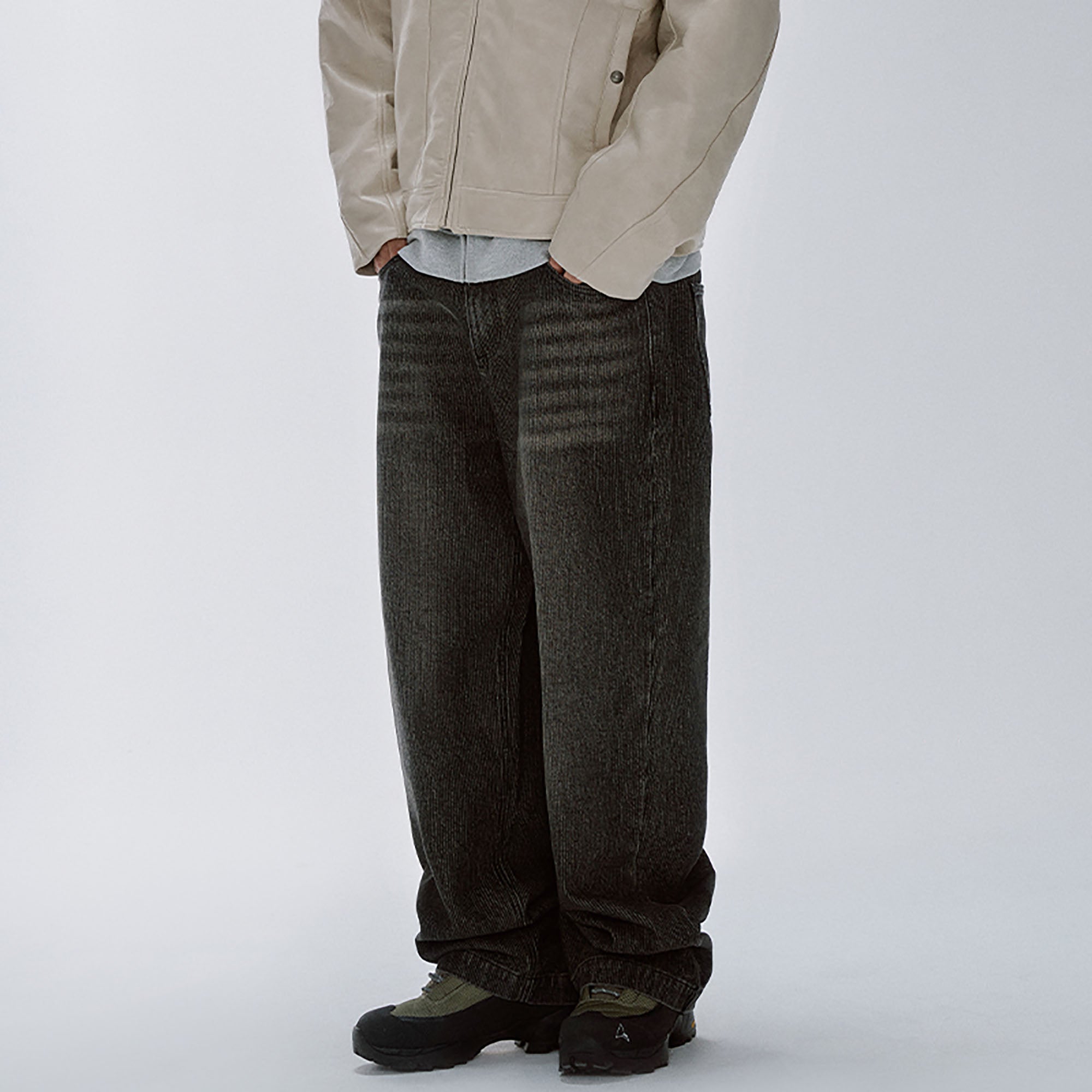 F2CE Retro Corduroy Logo Embroidery Straight-Leg Jeans, premium urban and streetwear designers apparel on PROJECTISR.com, F2CE
