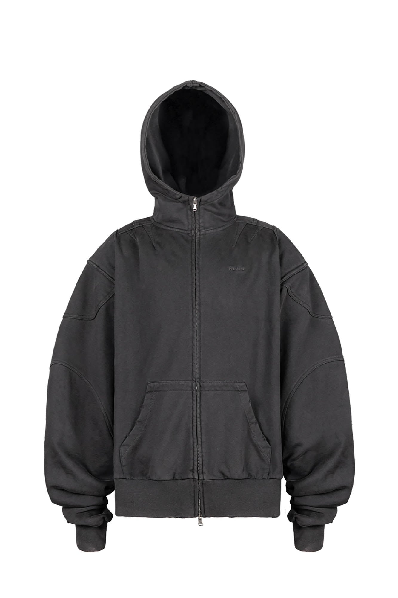 UNDERWATER Distressed Spliced Fallen Armor Zip-Up Hoodie, premium urban and streetwear designers apparel on PROJECTISR.com, UNDERWATER