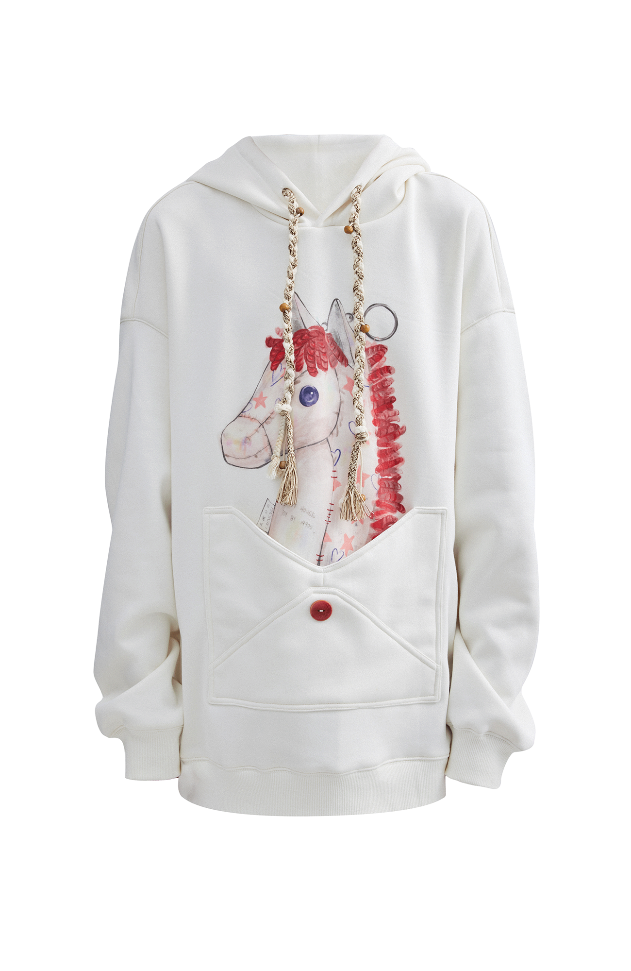 OIPWORD Envelope Pocket Pony Graphic Hoodie