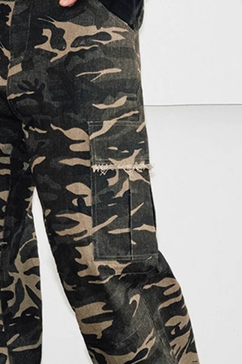 KREATE Camo Frayed Cargo, premium urban and streetwear designers apparel on PROJECTISR.com, KREATE