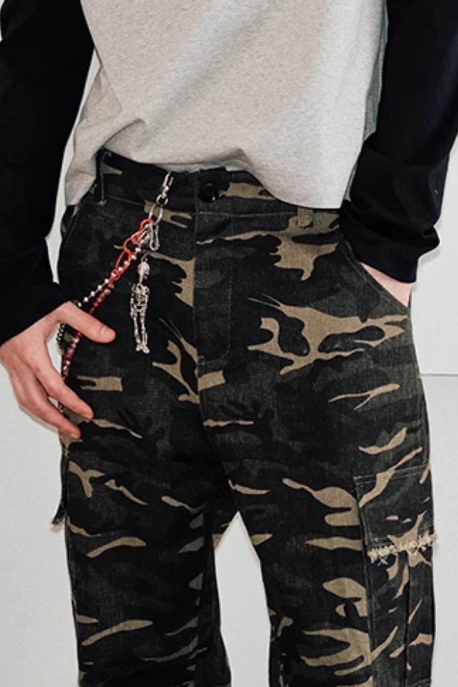 KREATE Camo Frayed Cargo, premium urban and streetwear designers apparel on PROJECTISR.com, KREATE