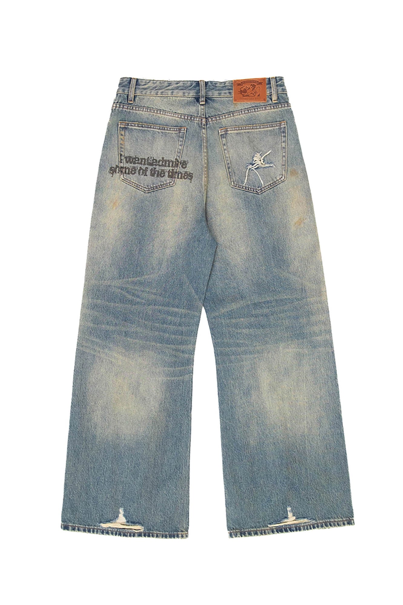 IN EXISTENCE Distressed Cut-Out Oversized Jeans, premium urban and streetwear designers apparel on PROJECTISR.com, IN EXISTENCE