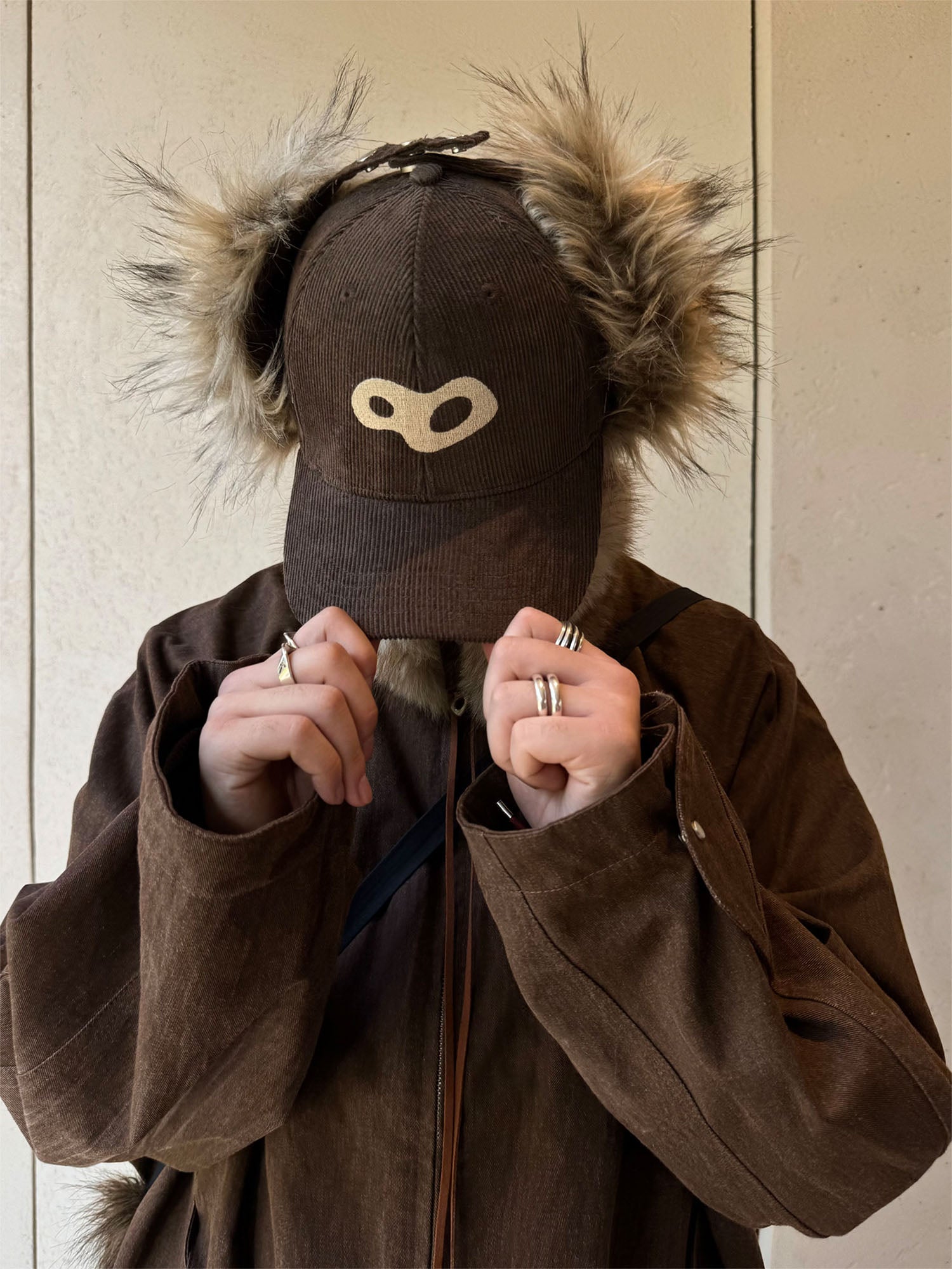 RELABEL Faux-Fur Earflaps Corduroy Cap