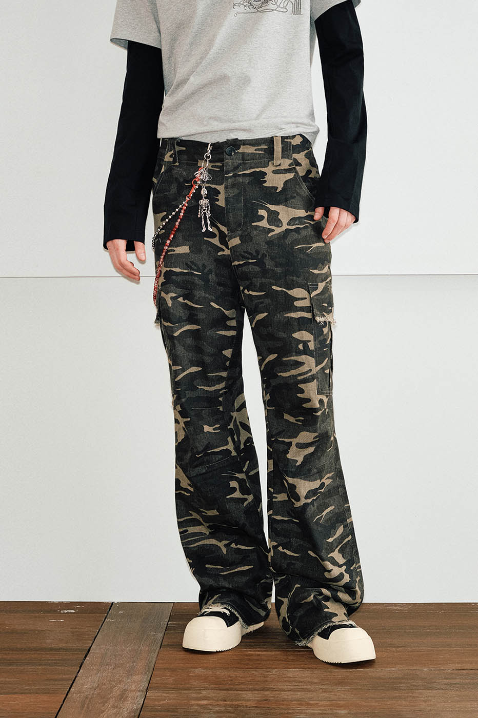 KREATE Camo Frayed Cargo, premium urban and streetwear designers apparel on PROJECTISR.com, KREATE