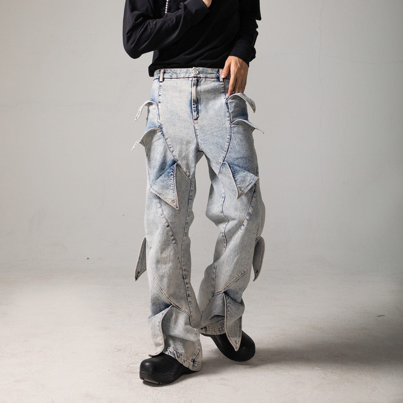DND4DES Deconstructed Rose Petals Washed Jeans, premium urban and streetwear designers apparel on PROJECTISR.com, DND4DES