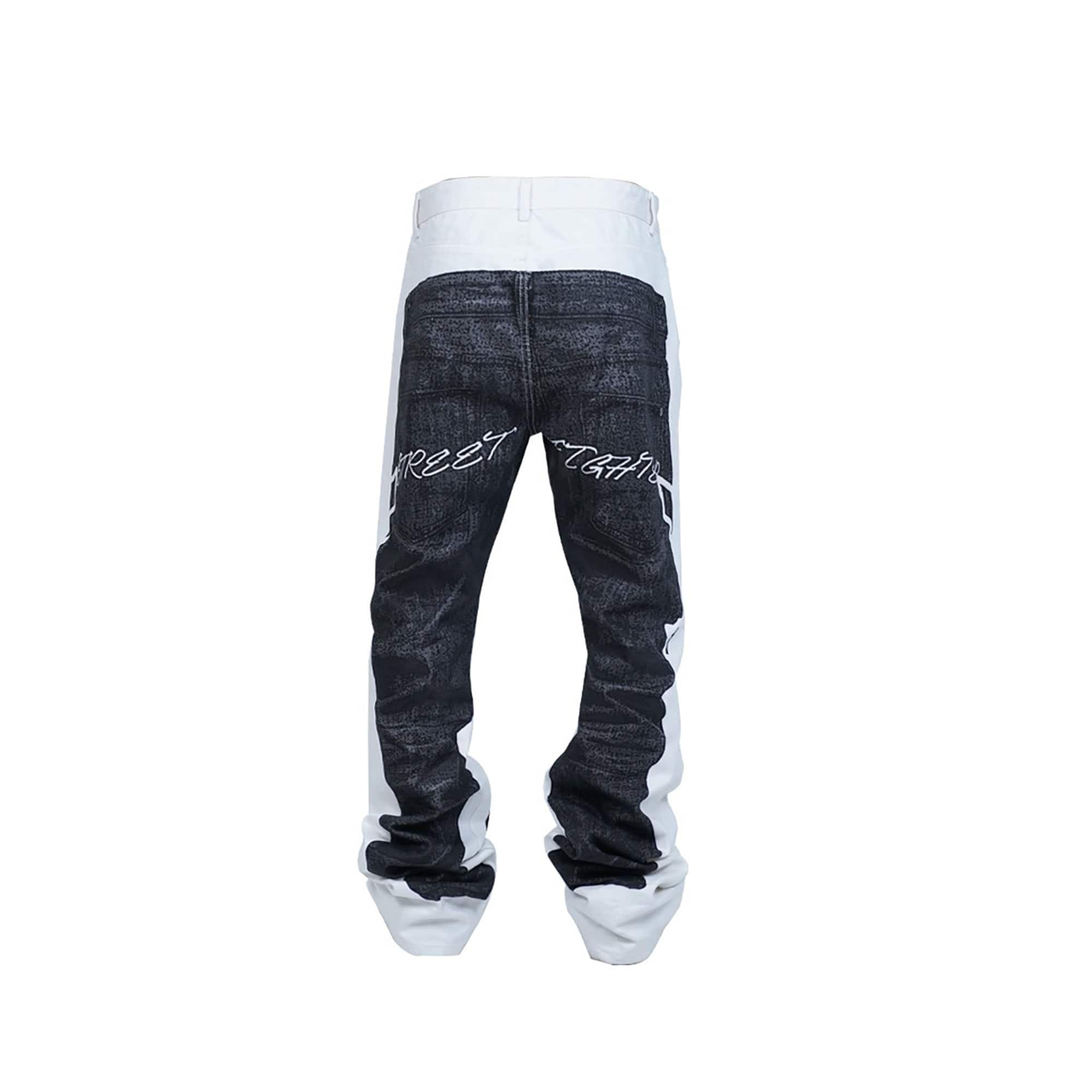 VINKID Faux-Layered Dove Graphic Contrast Panel Jeans, premium urban and streetwear designers apparel on PROJECTISR.com, VINKID