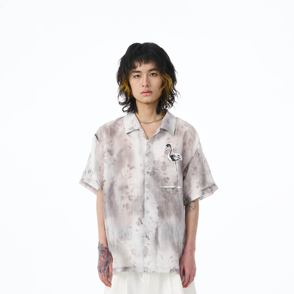 EPIC POETRY Flamingo Jacquard Half Shirt, premium urban and streetwear designers apparel on PROJECTISR.com, EPIC POETRY