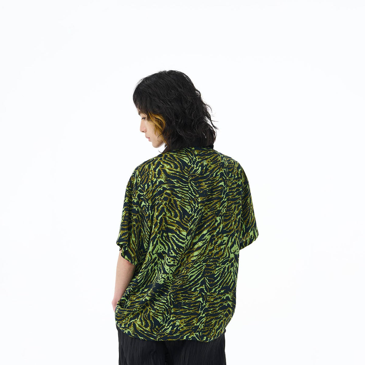 EPIC POETRY Zebra Stripes Half Shirt Fluorescent Green, premium urban and streetwear designers apparel on PROJECTISR.com, EPIC POETRY