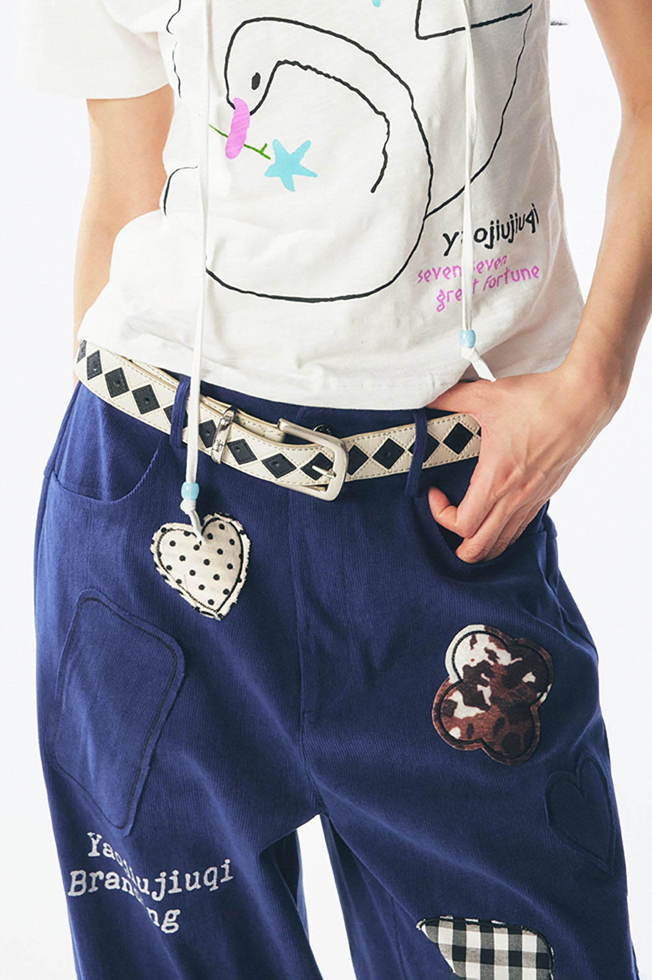 1997 POSTOFFICE Whimsical Patch Straight-Leg Pants, premium urban and streetwear designers apparel on PROJECTISR.com, 1997 POSTOFFICE