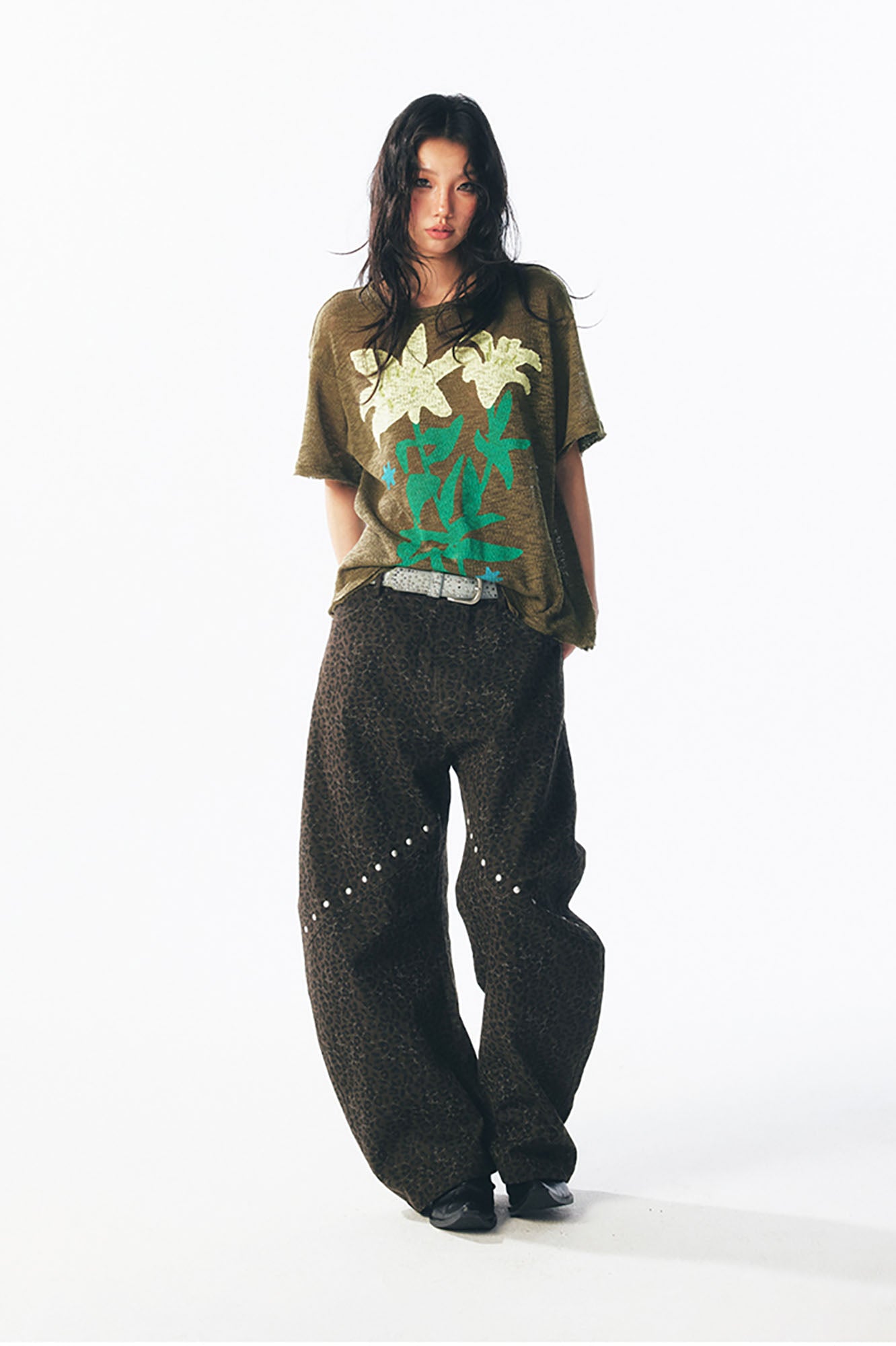 1997 POSTOFFICE Distressed Sheer Lily Flower Tee, premium urban and streetwear designers apparel on PROJECTISR.com, 1997 POSTOFFICE