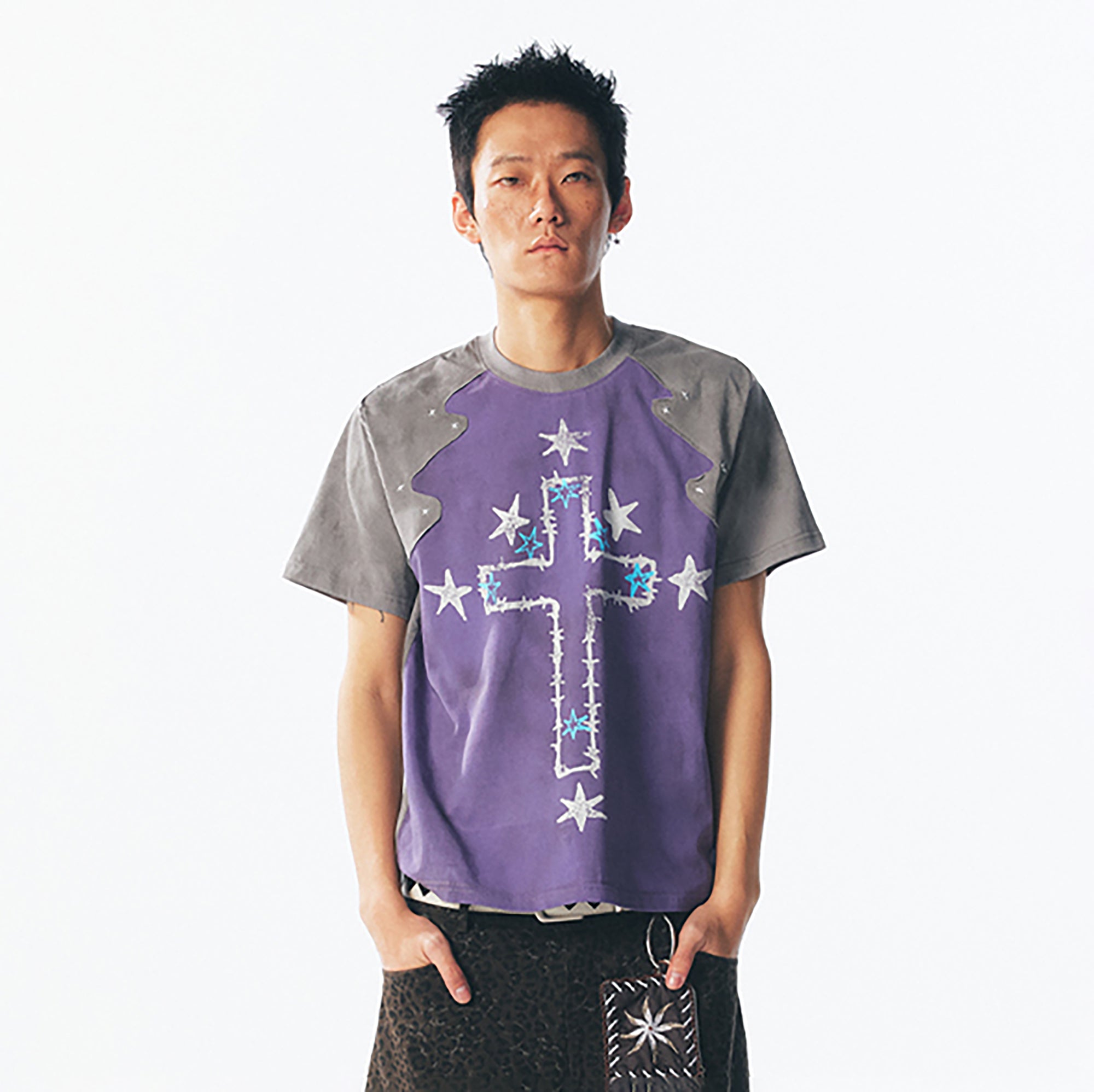 1997 POSTOFFICE Star Cross Graphic Washed Tee, premium urban and streetwear designers apparel on PROJECTISR.com, 1997 POSTOFFICE