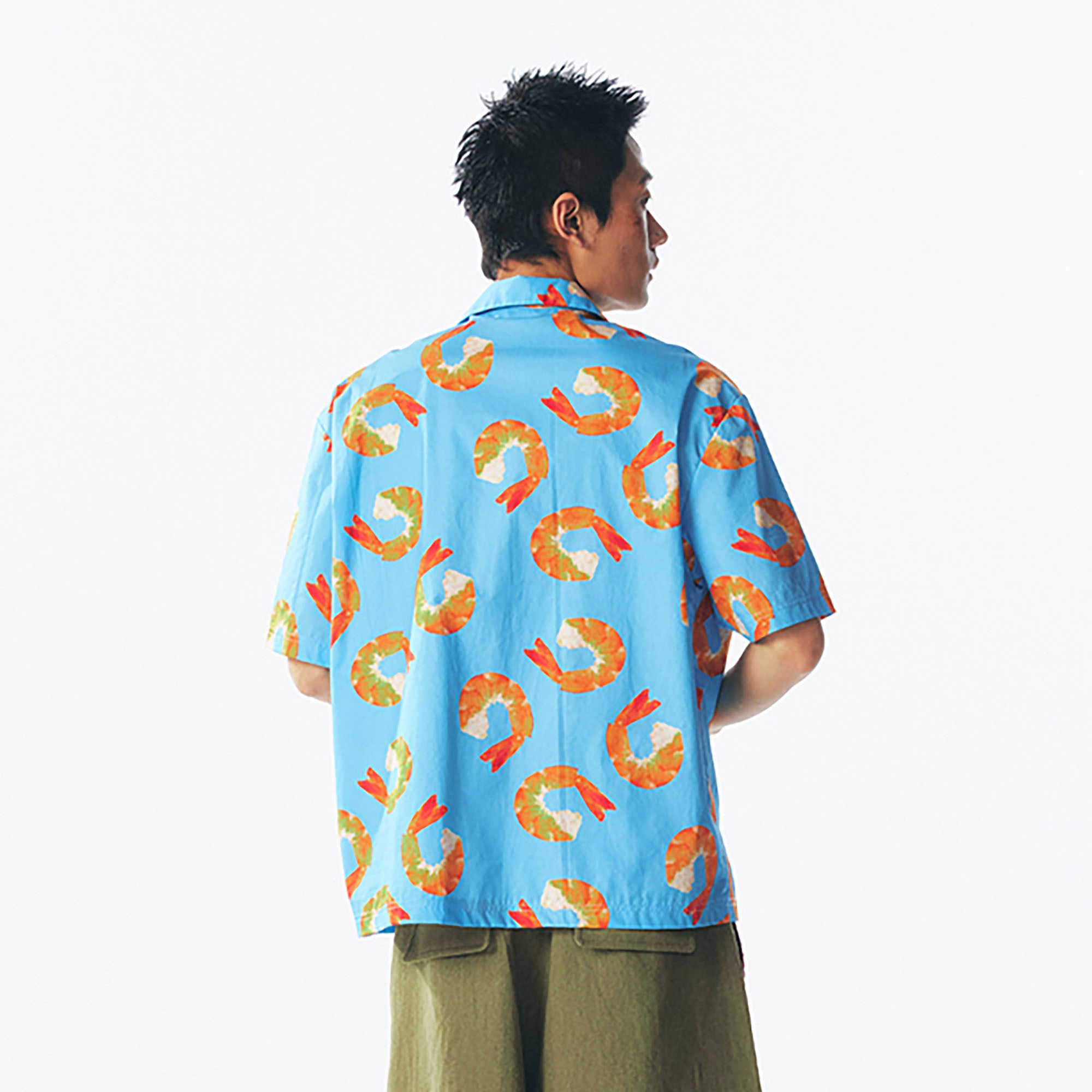 1997 POSTOFFICE Shrimp Full-Print Half Shirt, premium urban and streetwear designers apparel on PROJECTISR.com, 1997 POSTOFFICE