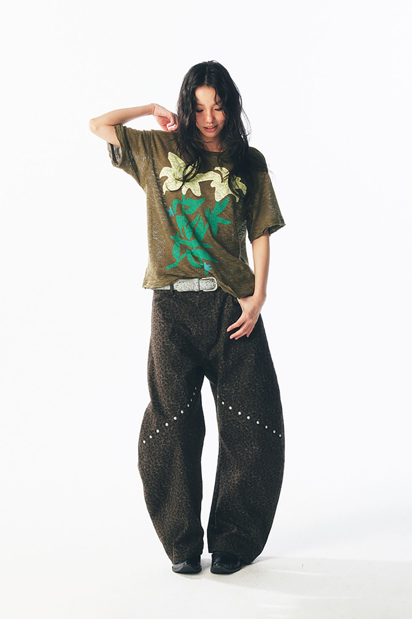 1997 POSTOFFICE Distressed Sheer Lily Flower Tee, premium urban and streetwear designers apparel on PROJECTISR.com, 1997 POSTOFFICE