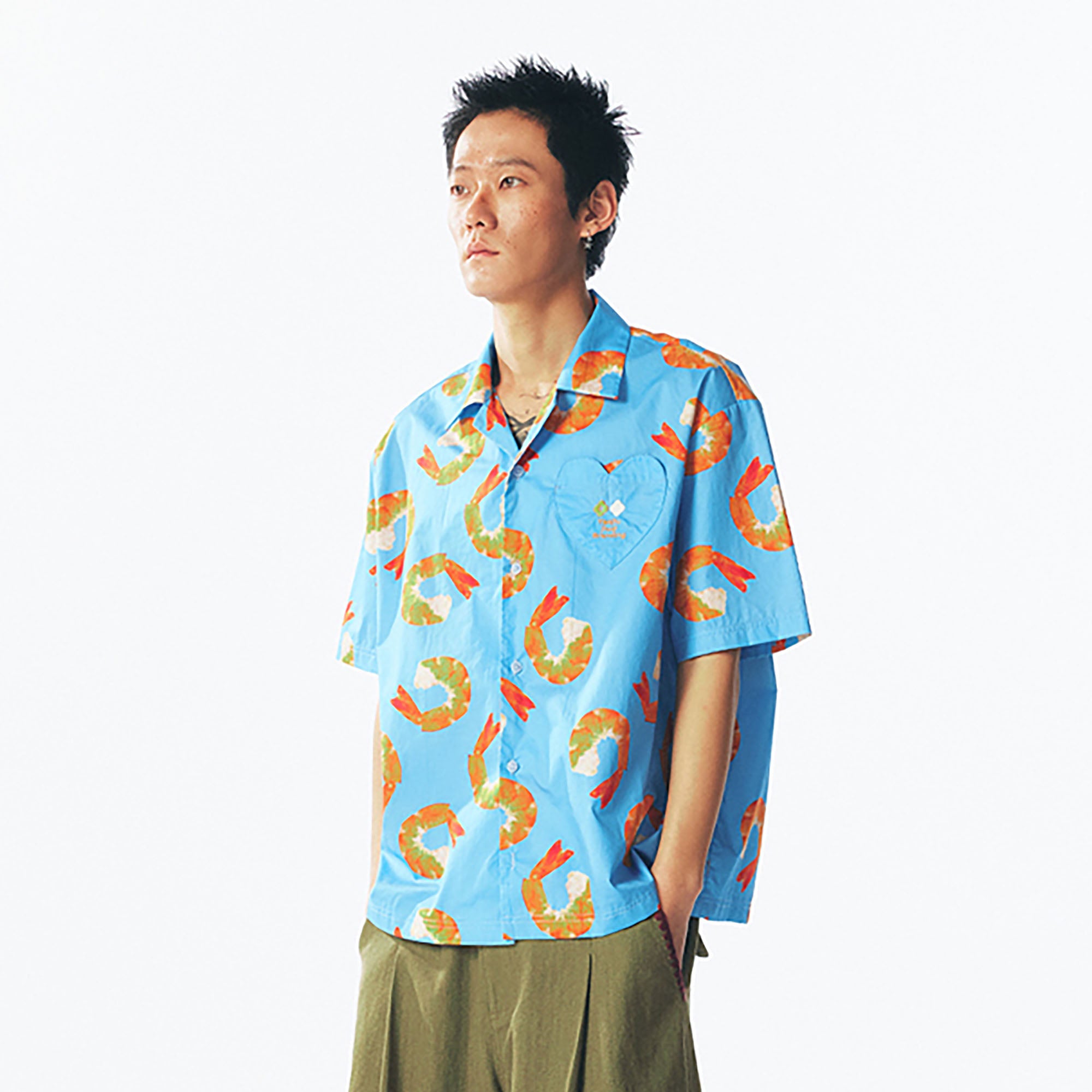 1997 POSTOFFICE Shrimp Full-Print Half Shirt, premium urban and streetwear designers apparel on PROJECTISR.com, 1997 POSTOFFICE