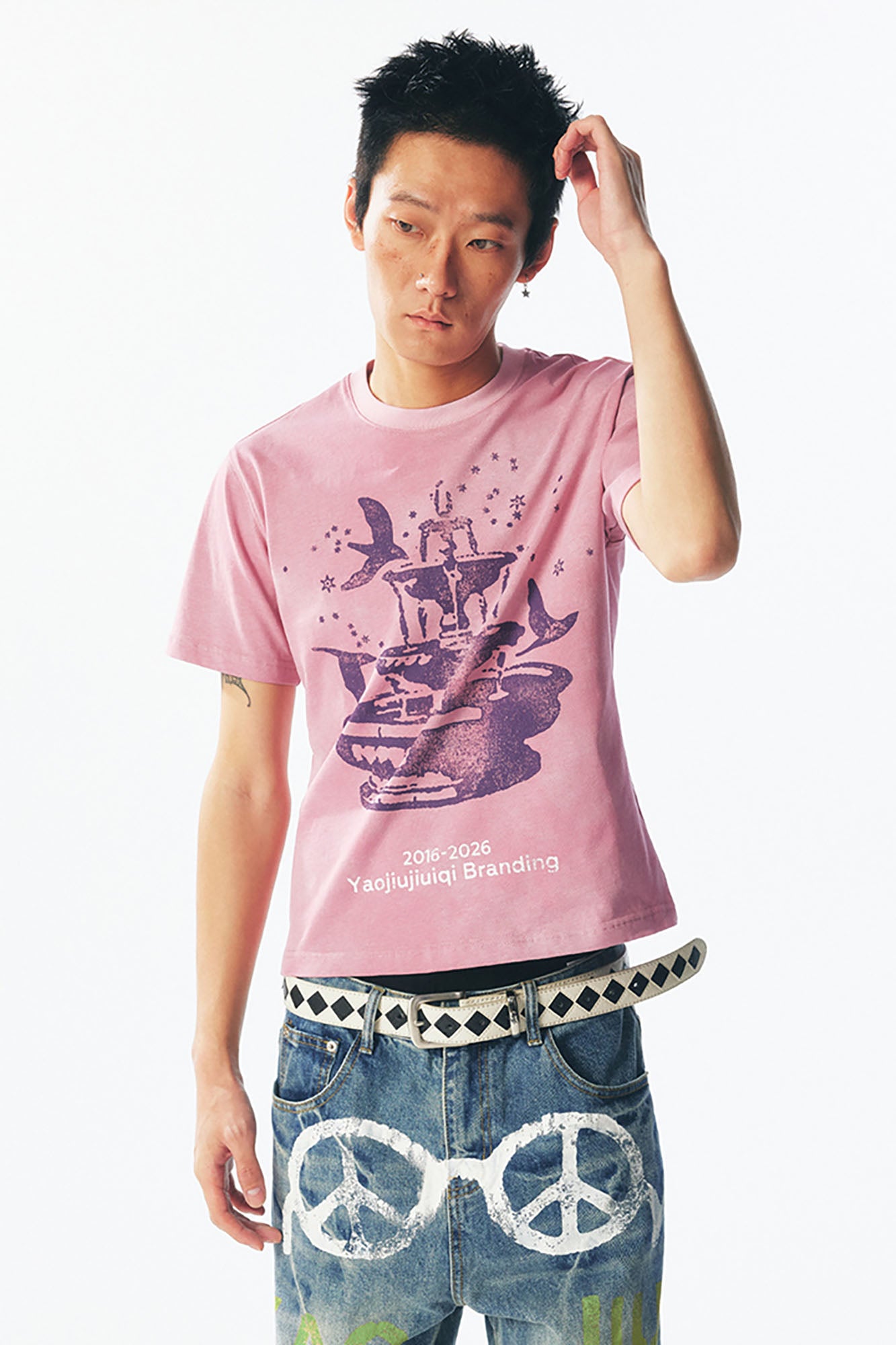 1997 POSTOFFICE Fountain Dove Distressed Tee, premium urban and streetwear designers apparel on PROJECTISR.com, 1997 POSTOFFICE