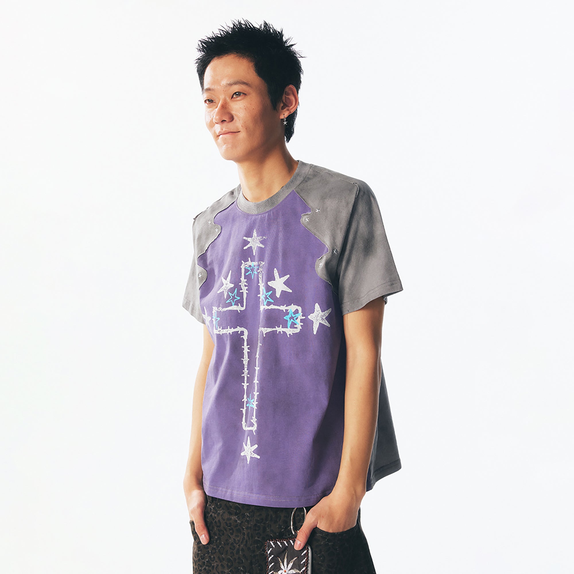 1997 POSTOFFICE Star Cross Graphic Washed Tee, premium urban and streetwear designers apparel on PROJECTISR.com, 1997 POSTOFFICE