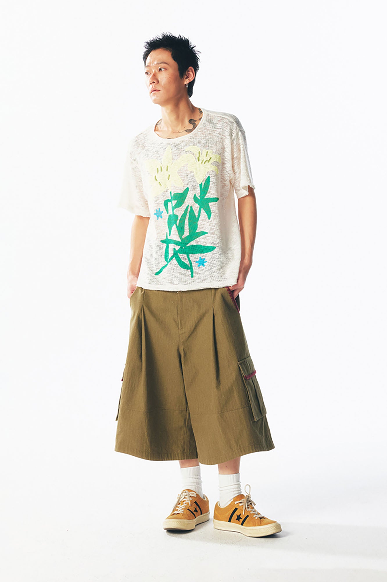 1997 POSTOFFICE Distressed Sheer Lily Flower Tee, premium urban and streetwear designers apparel on PROJECTISR.com, 1997 POSTOFFICE