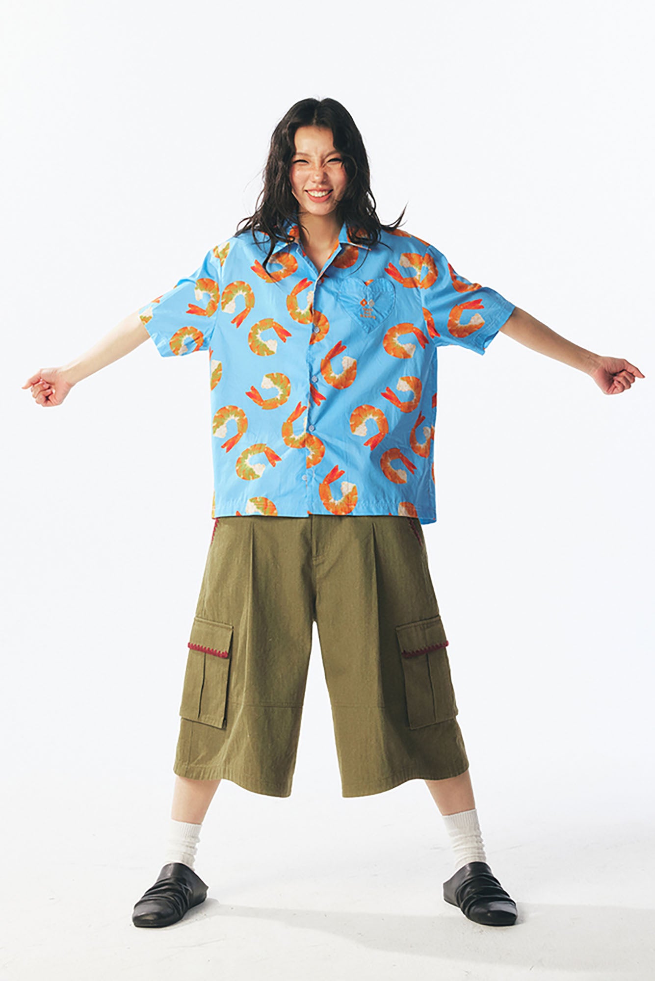 1997 POSTOFFICE Shrimp Full-Print Half Shirt, premium urban and streetwear designers apparel on PROJECTISR.com, 1997 POSTOFFICE