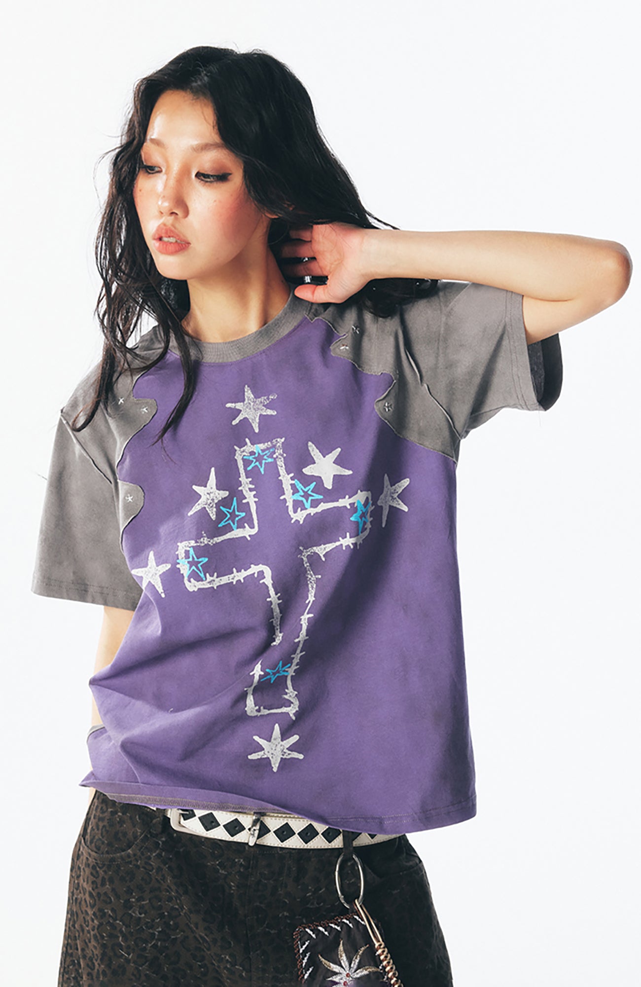 1997 POSTOFFICE Star Cross Graphic Washed Tee, premium urban and streetwear designers apparel on PROJECTISR.com, 1997 POSTOFFICE