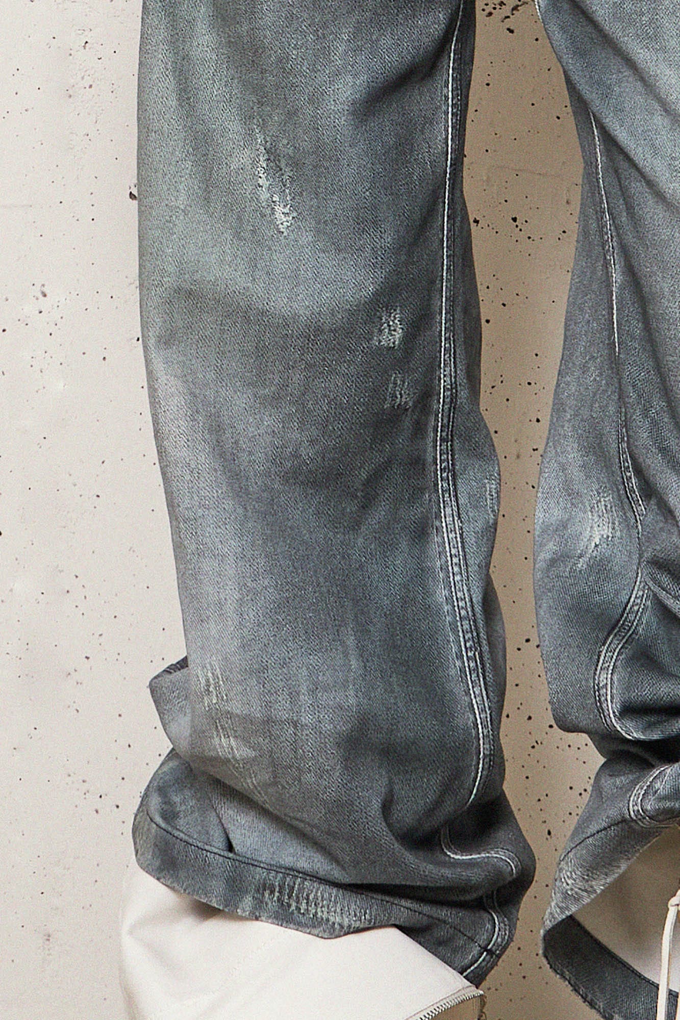 DND4DESxFaychui Pearl Chain Graphics Distressed Flared Jeans, premium urban and streetwear designers apparel on PROJECTISR.com, DND4DES