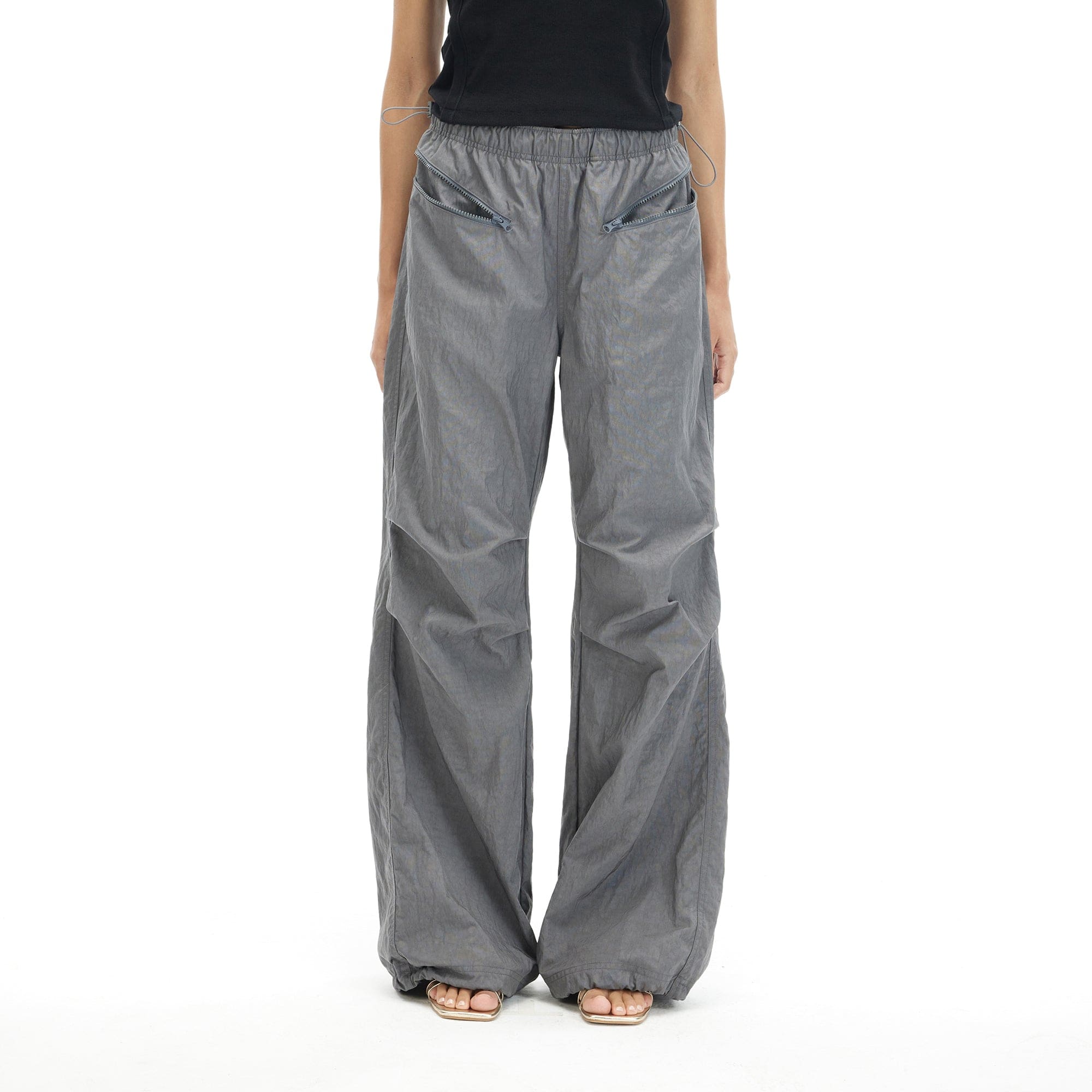 ARTIFICIAL WORLD Drawstring Zipper Pocket Parachute Pants, premium urban and streetwear designers apparel on PROJECTISR.com, ARTIFICIAL WORLD