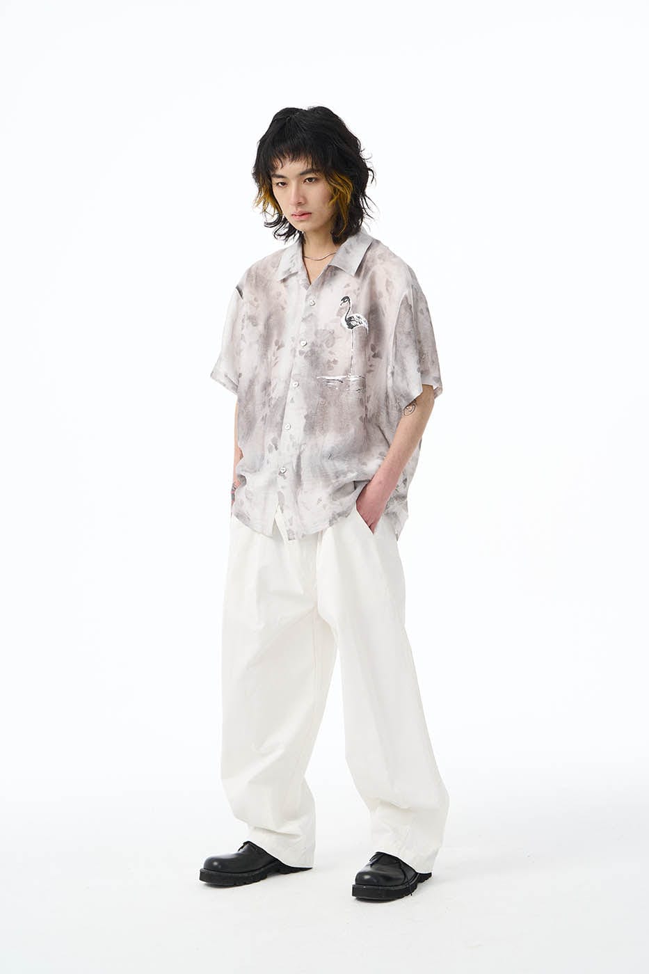 EPIC POETRY Flamingo Jacquard Half Shirt, premium urban and streetwear designers apparel on PROJECTISR.com, EPIC POETRY