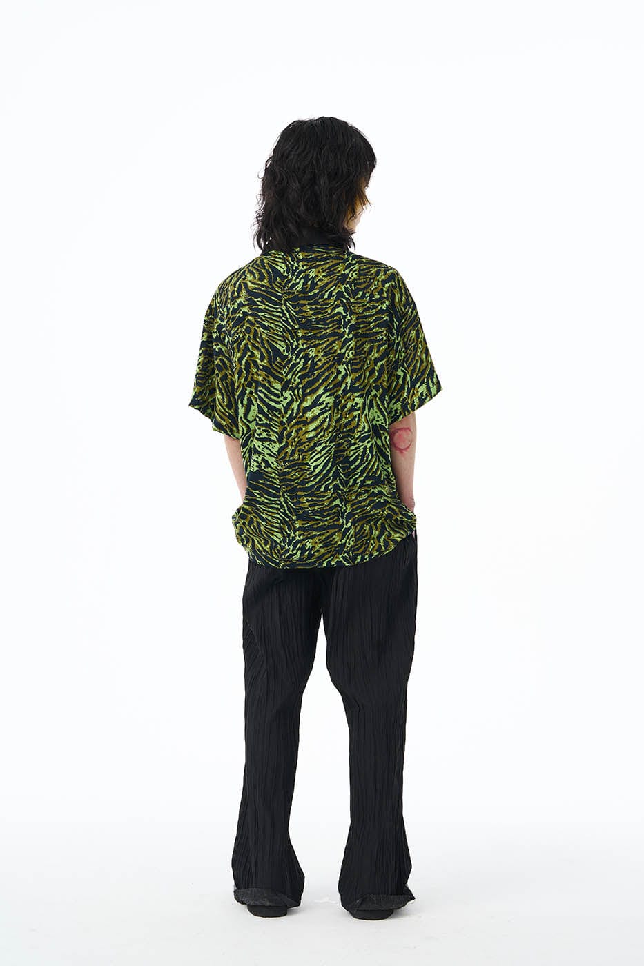 EPIC POETRY Zebra Stripes Half Shirt Fluorescent Green, premium urban and streetwear designers apparel on PROJECTISR.com, EPIC POETRY
