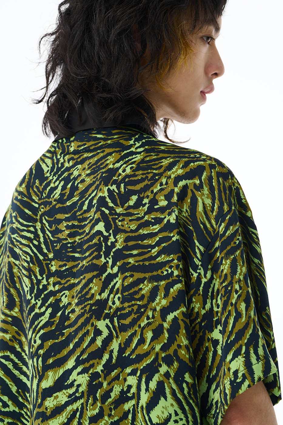 EPIC POETRY Zebra Stripes Half Shirt Fluorescent Green, premium urban and streetwear designers apparel on PROJECTISR.com, EPIC POETRY