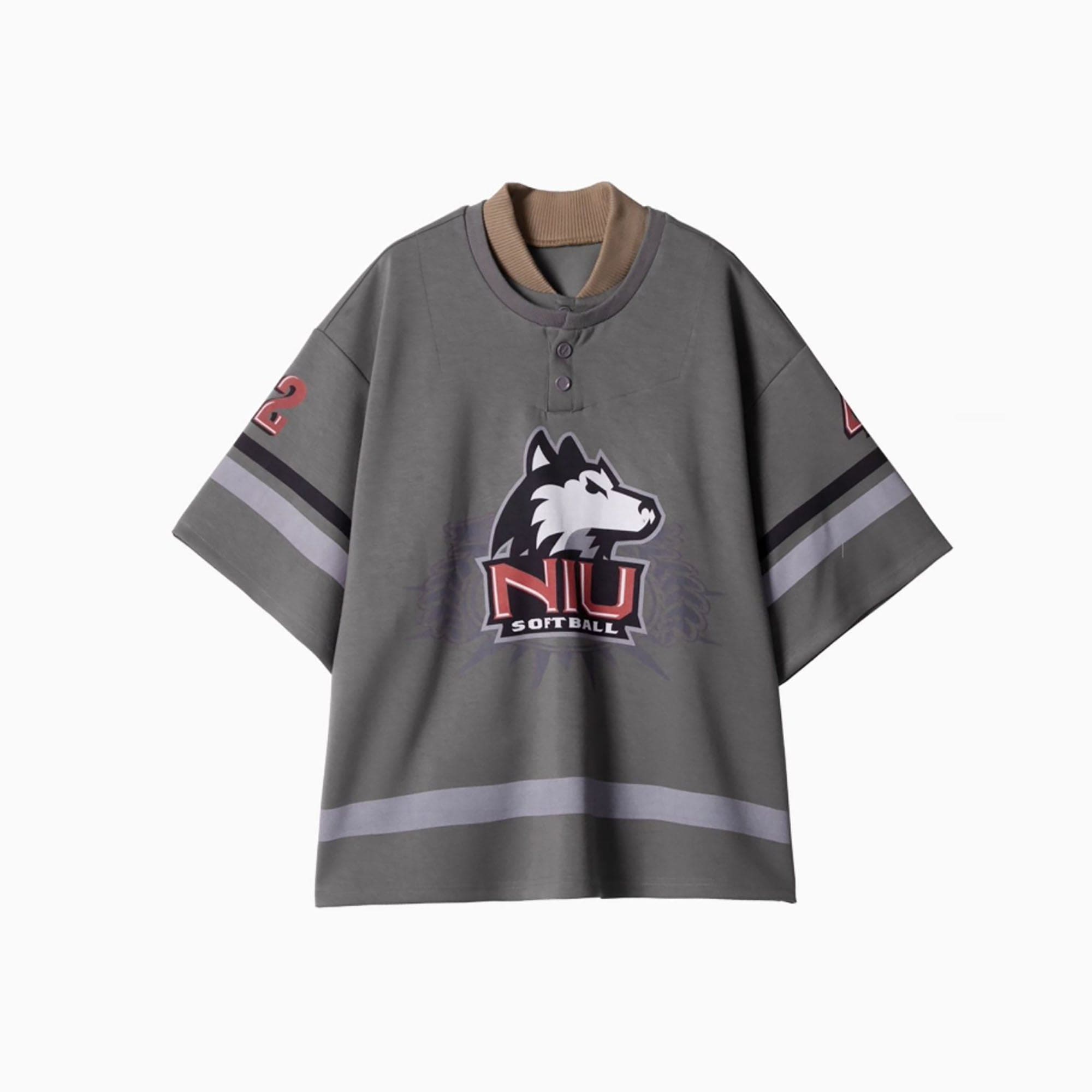 ERROR CODE ROBOT Varsity Layered Collar Oversized Huskie Tee, premium urban and streetwear designers apparel on PROJECTISR.com, ERROR CODE ROBOT