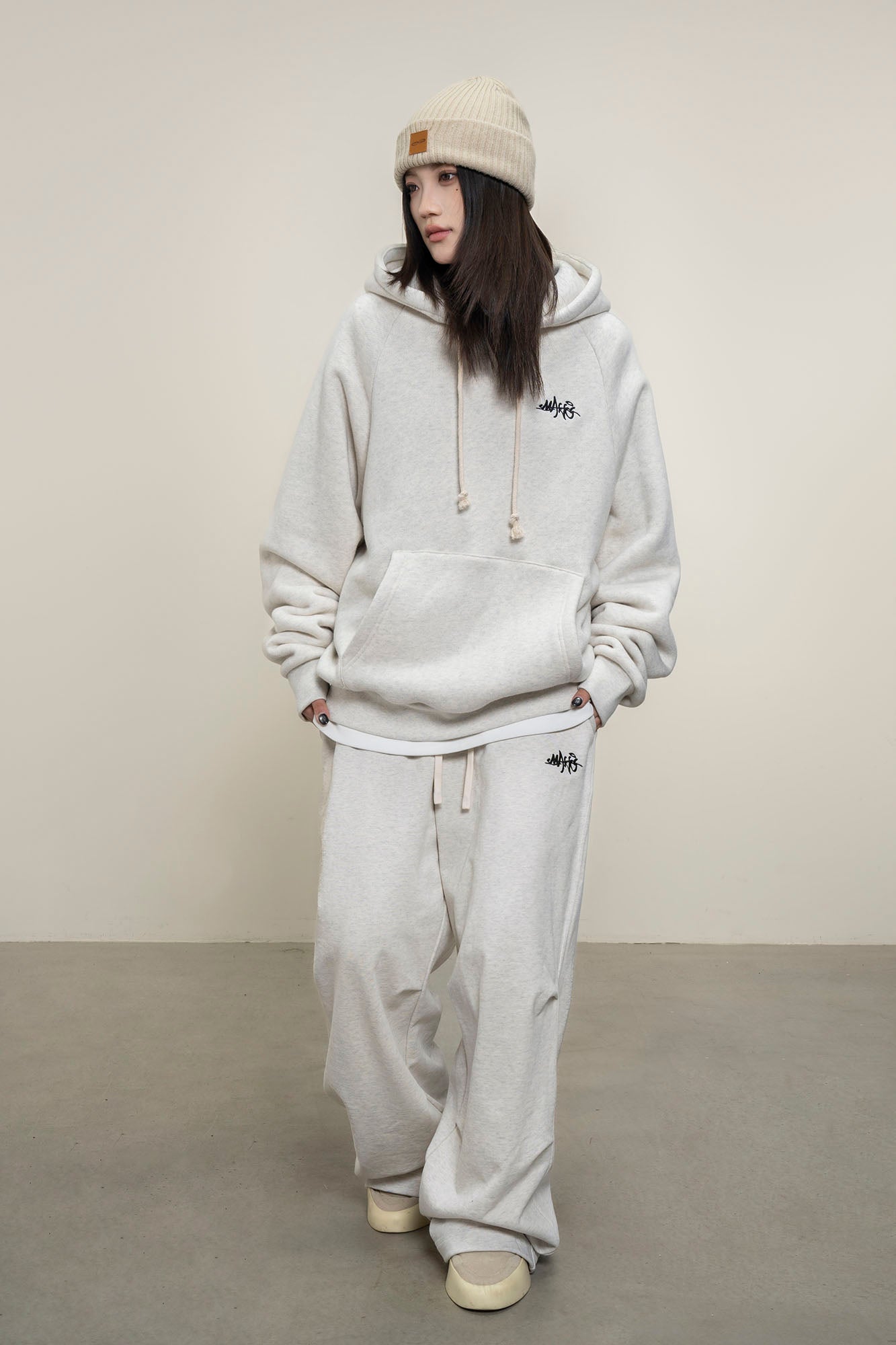 MAKEMORE LOGO Embroidered Drawstring Hoodie