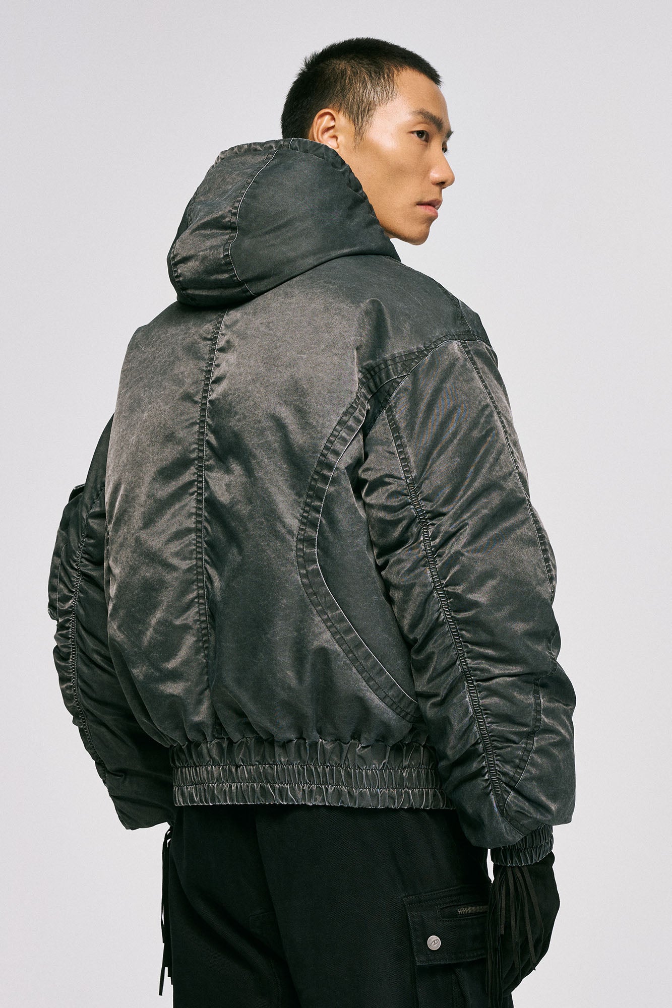 CATSSTAC Washed Nylon Bomber Puffer Jacket