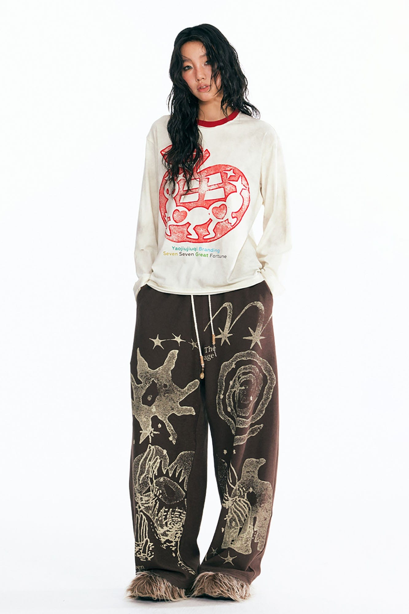 1997 POSTOFFICE Tribal Spiral Beaded Drawstring Sweatpants, premium urban and streetwear designers apparel on PROJECTISR.com, 1997 POSTOFFICE