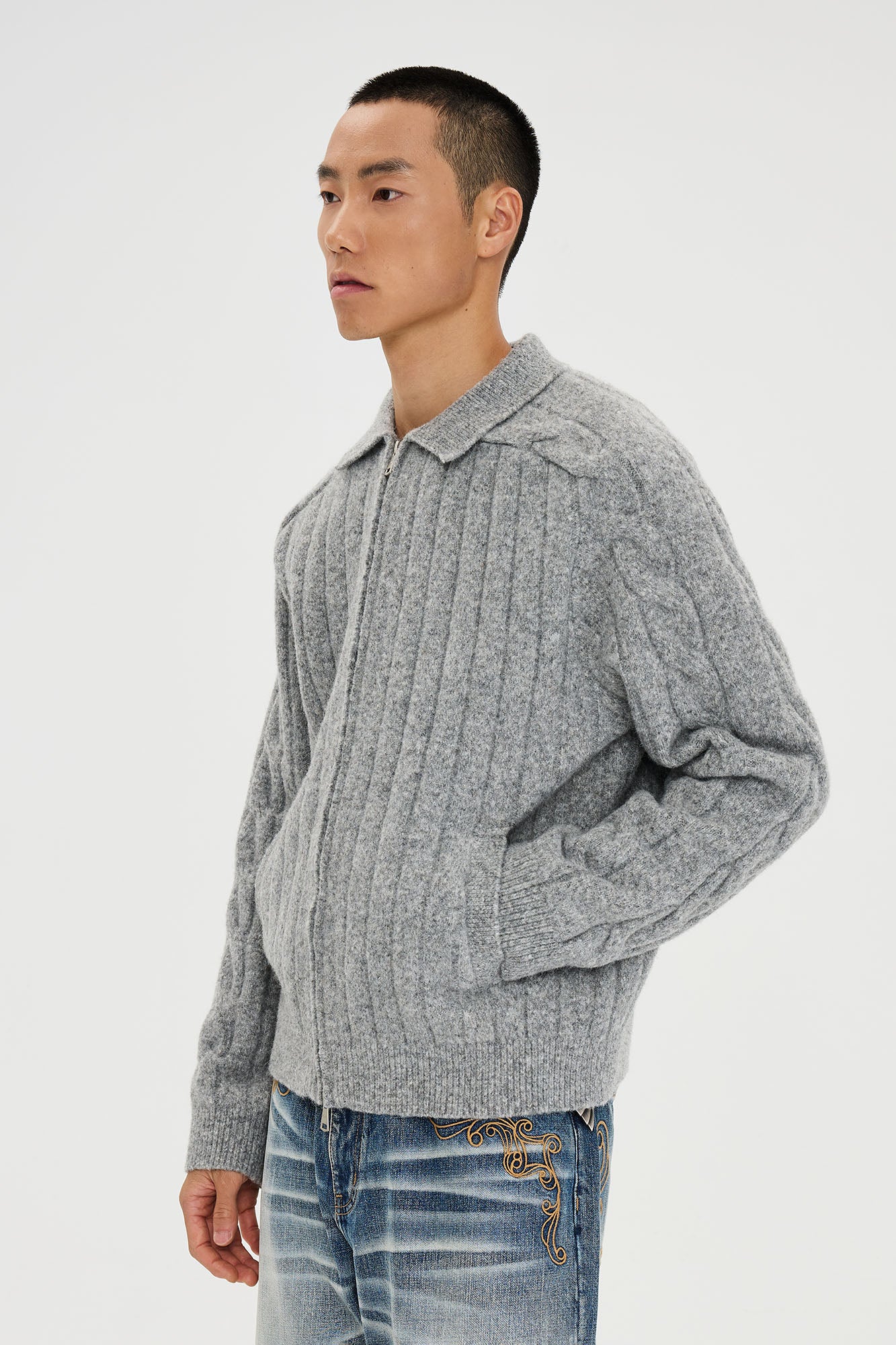 CATSSTAC Essential Wool-Blend Cable Knit Jacket