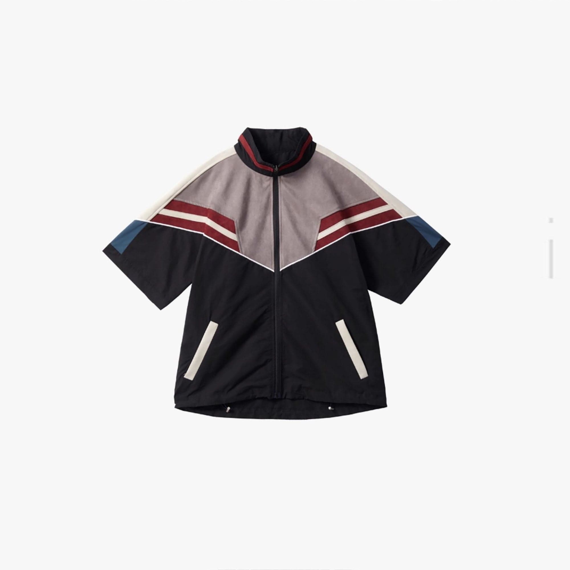 ERROR CODE ROBOT Diagonal Stripe Suede Track Half Jacket, premium urban and streetwear designers apparel on PROJECTISR.com, ERROR CODE ROBOT