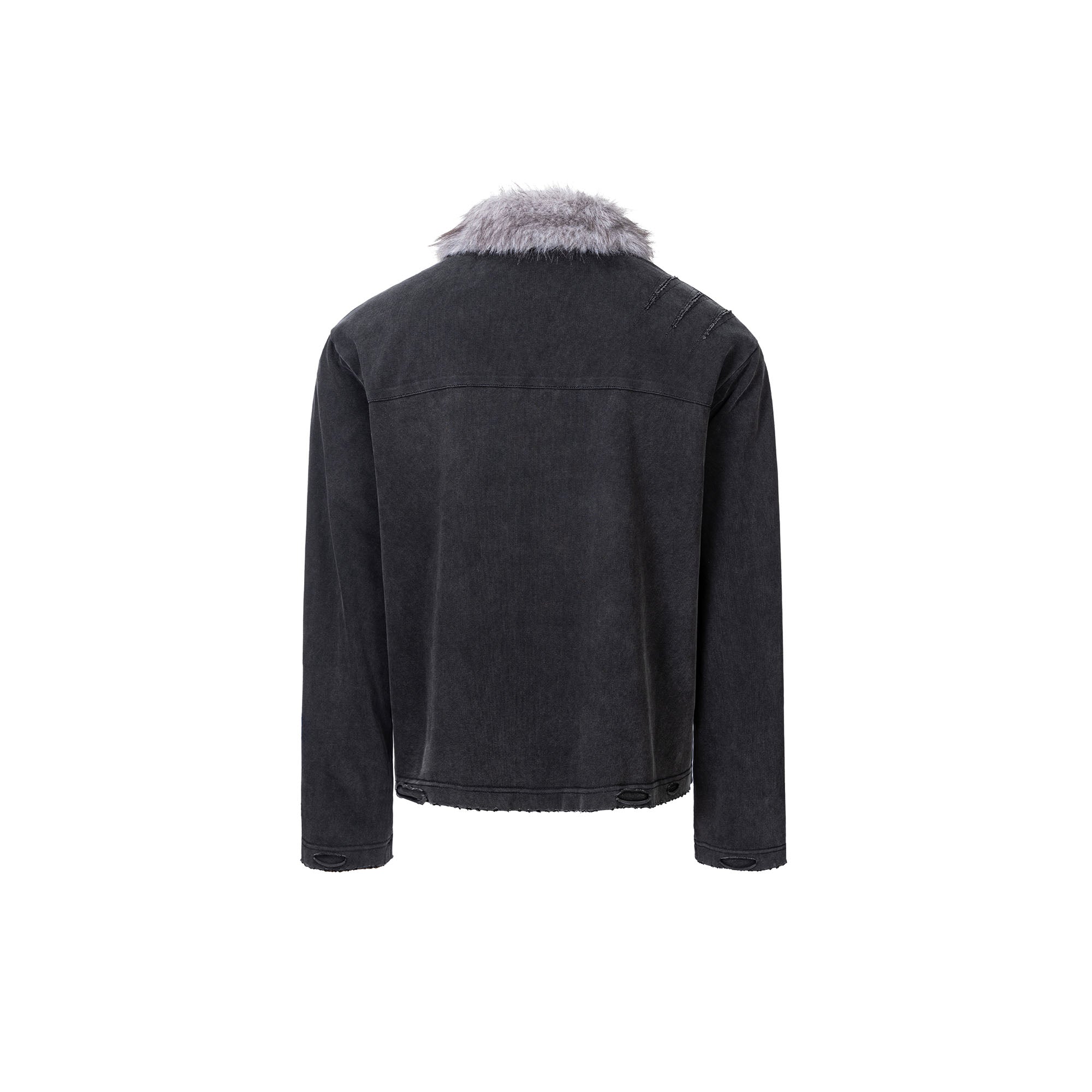 ESAIAS Detachable Faux Fur Collar Embroidered Long-Sleeve Tee, premium urban and streetwear designers apparel on PROJECTISR.com, ESAIAS