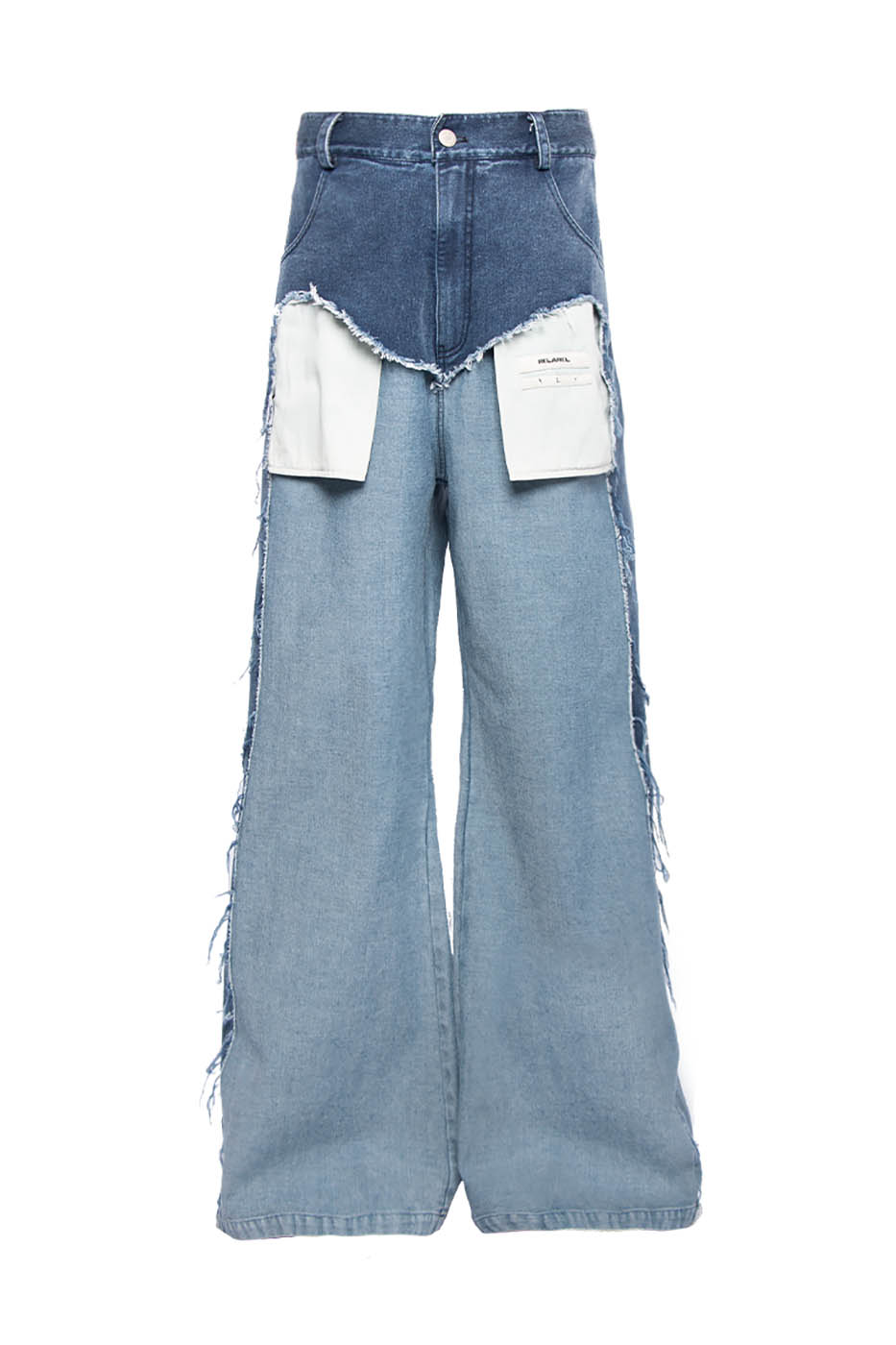 RELABEL Deconstructed Washed Frayed Jeans, premium urban and streetwear designers apparel on PROJECTISR.com, RELABEL