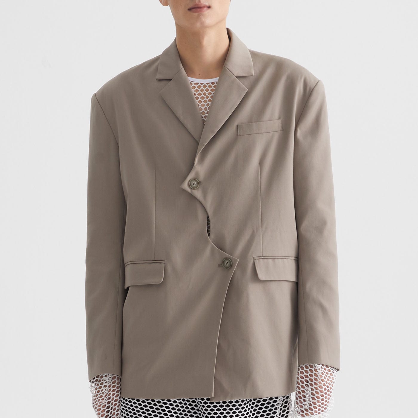 LEONSENSE Asymmetrical Twist Padded Coat, premium urban and streetwear designers apparel on PROJECTISR.com, LEONSENSE