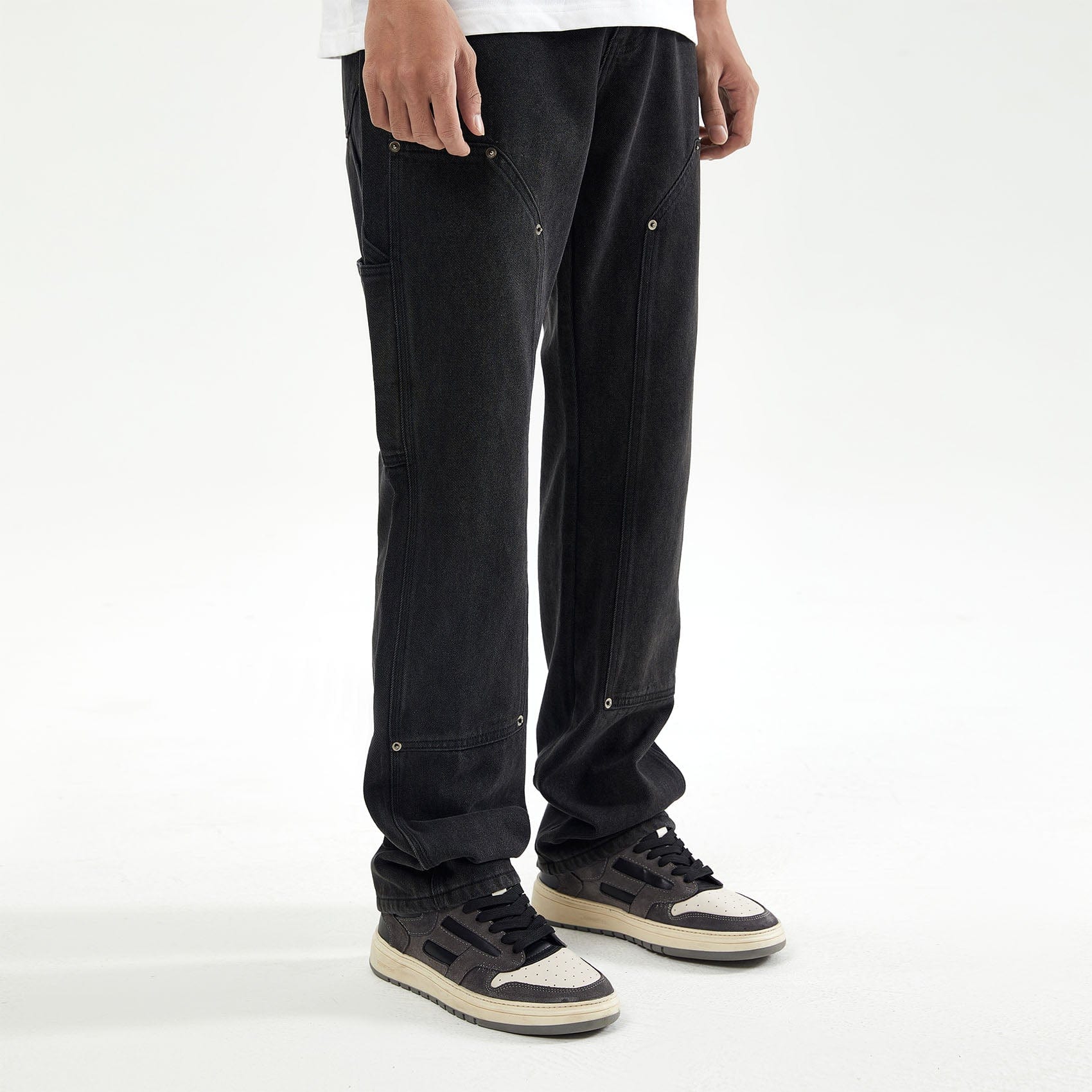 BONELESS Reinforced Patchwork Straight Jeans, premium urban and streetwear designers apparel on PROJECTISR.com, BONELESS
