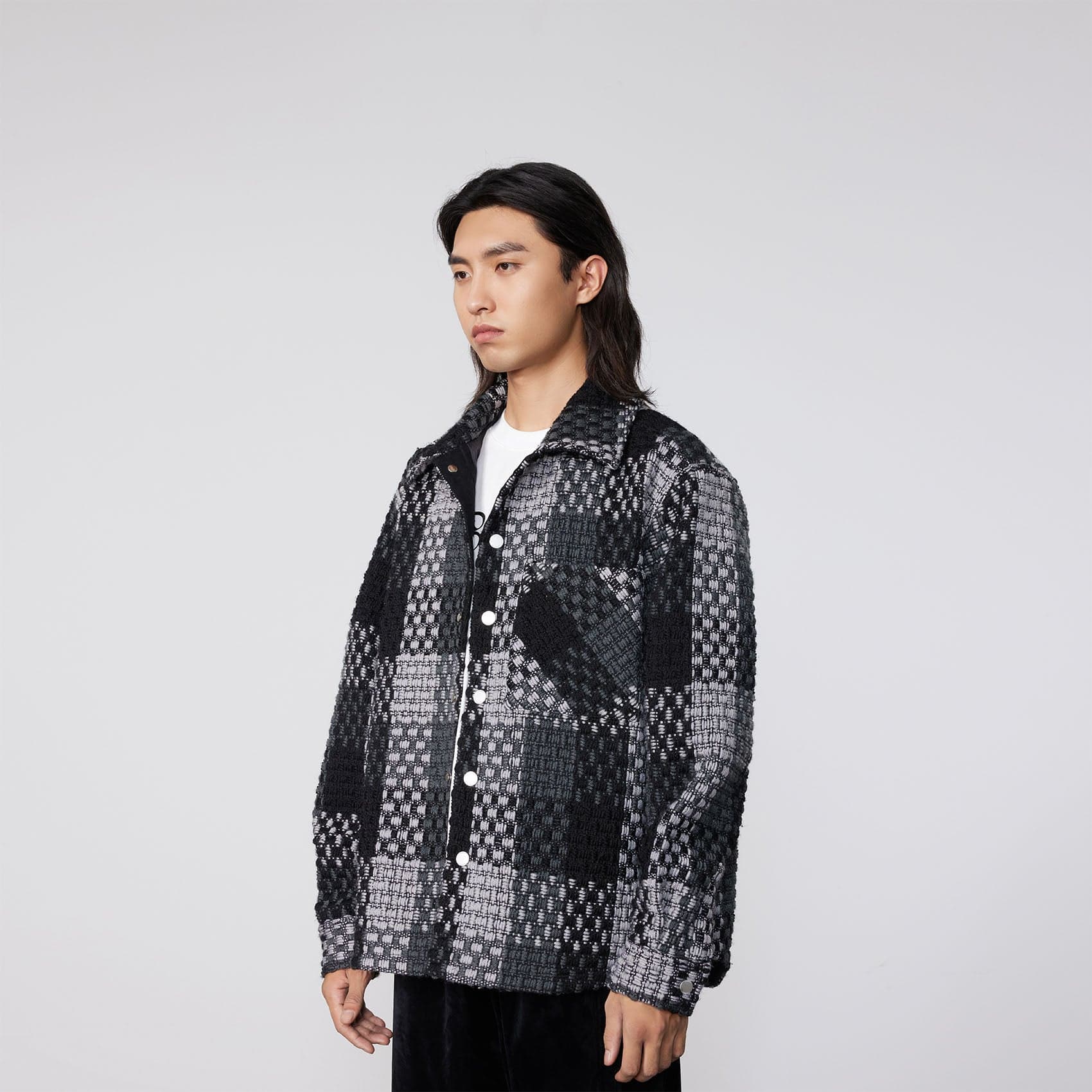 BONELESS Contrast Tweed Plaid Jacket, premium urban and streetwear designers apparel on PROJECTISR.com, BONELESS