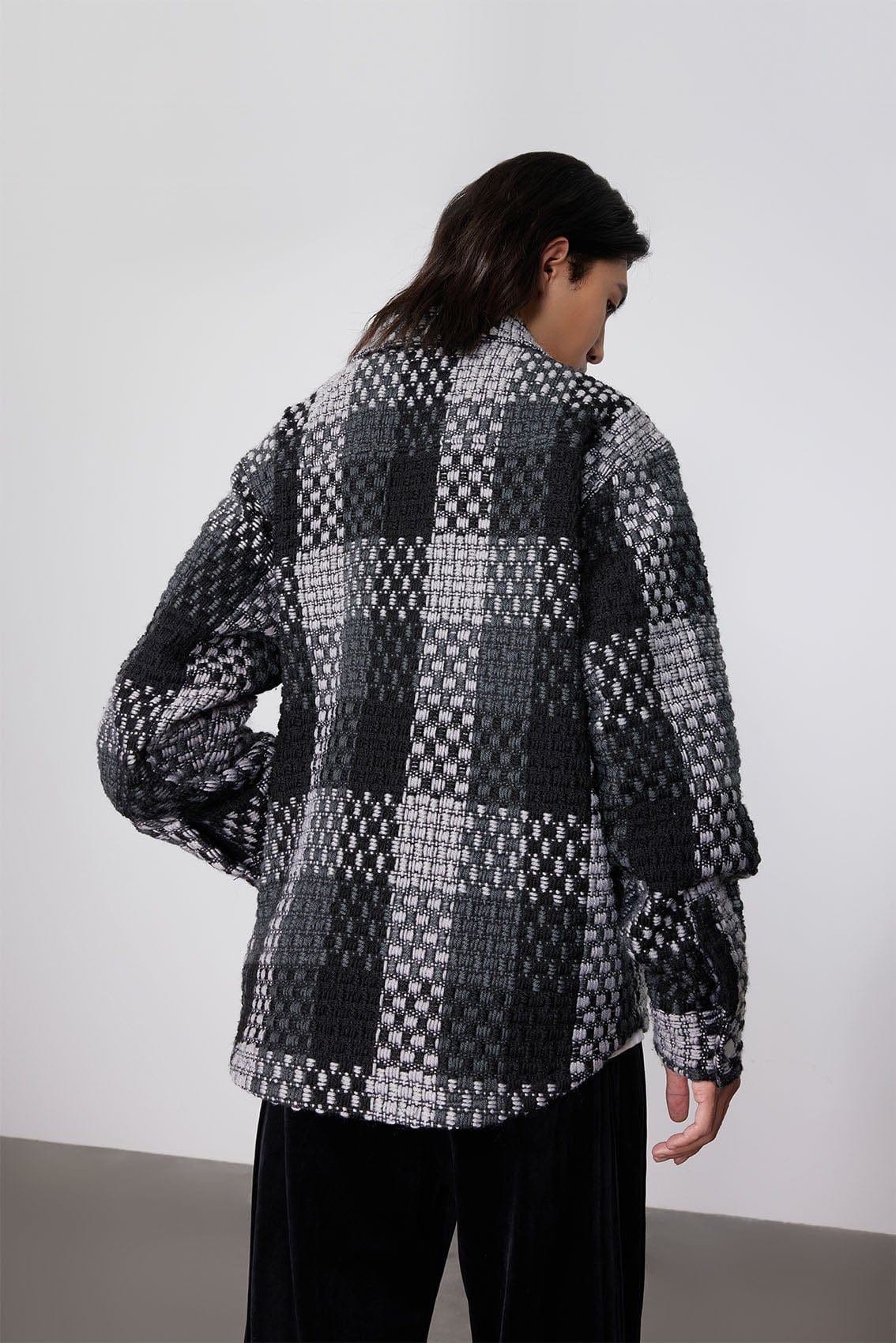 BONELESS Contrast Tweed Plaid Jacket, premium urban and streetwear designers apparel on PROJECTISR.com, BONELESS
