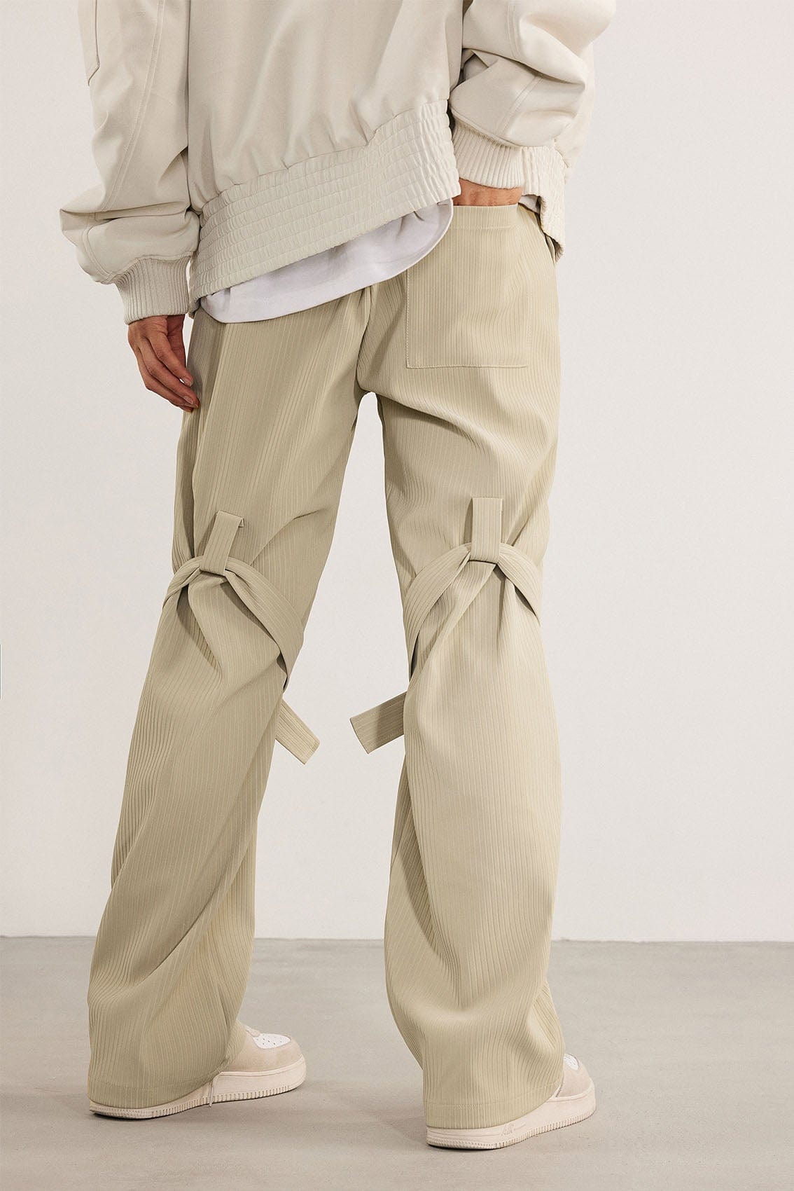 BONELESS Strap Faux Leather Texture Pants, premium urban and streetwear designers apparel on PROJECTISR.com, BONELESS