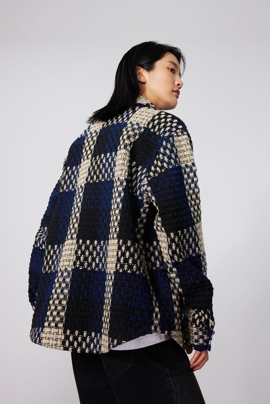 BONELESS Contrast Tweed Plaid Jacket, premium urban and streetwear designers apparel on PROJECTISR.com, BONELESS