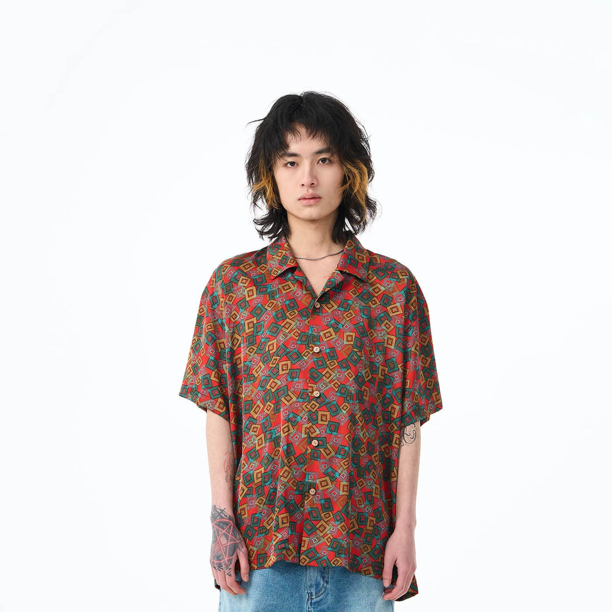 EPIC POETRY Geometric Full Print Cuban Half Shirt, premium urban and streetwear designers apparel on PROJECTISR.com, EPIC POETRY