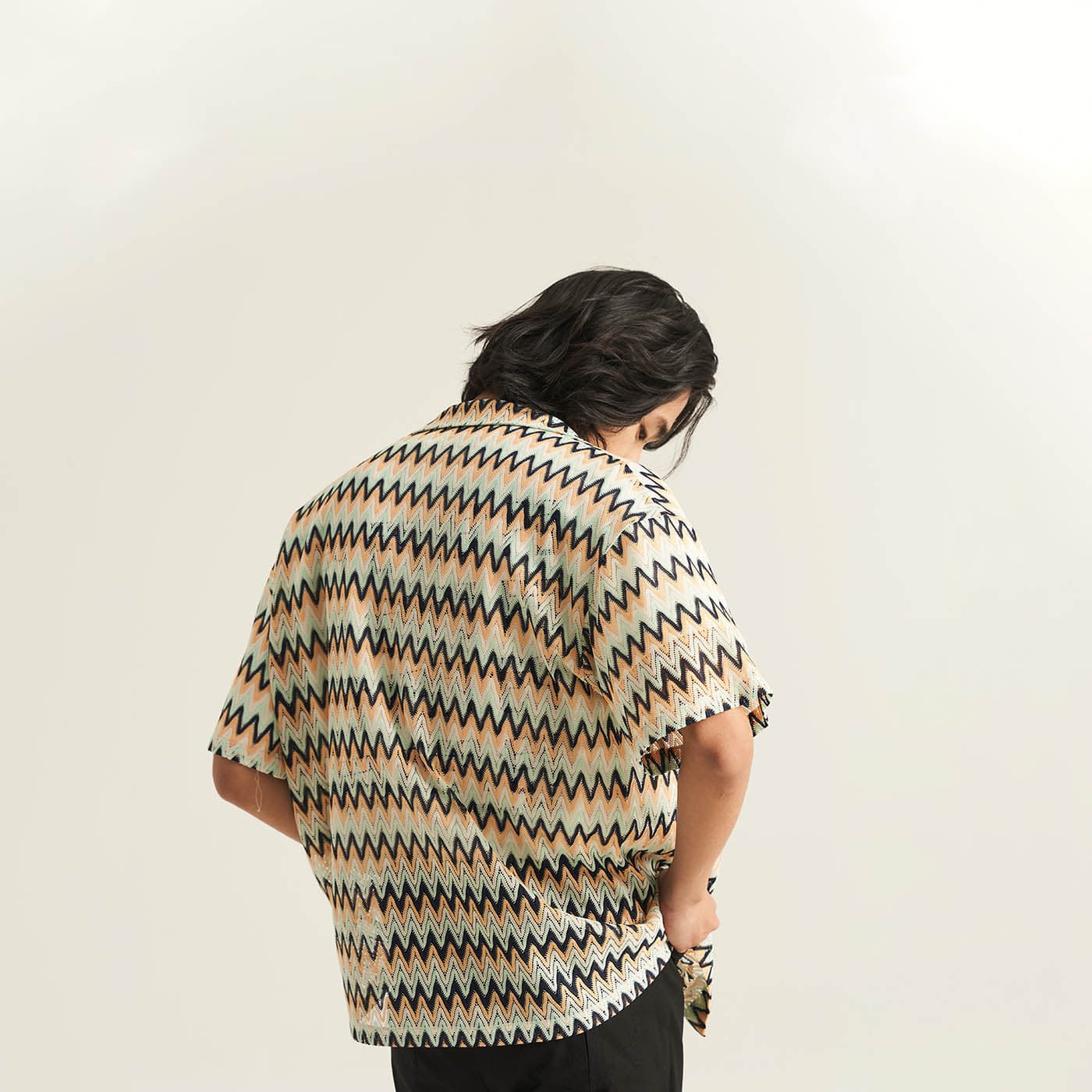 EPIC POETRY Geometric Ripple Knitted Half Shirt, premium urban and streetwear designers apparel on PROJECTISR.com, EPIC POETRY