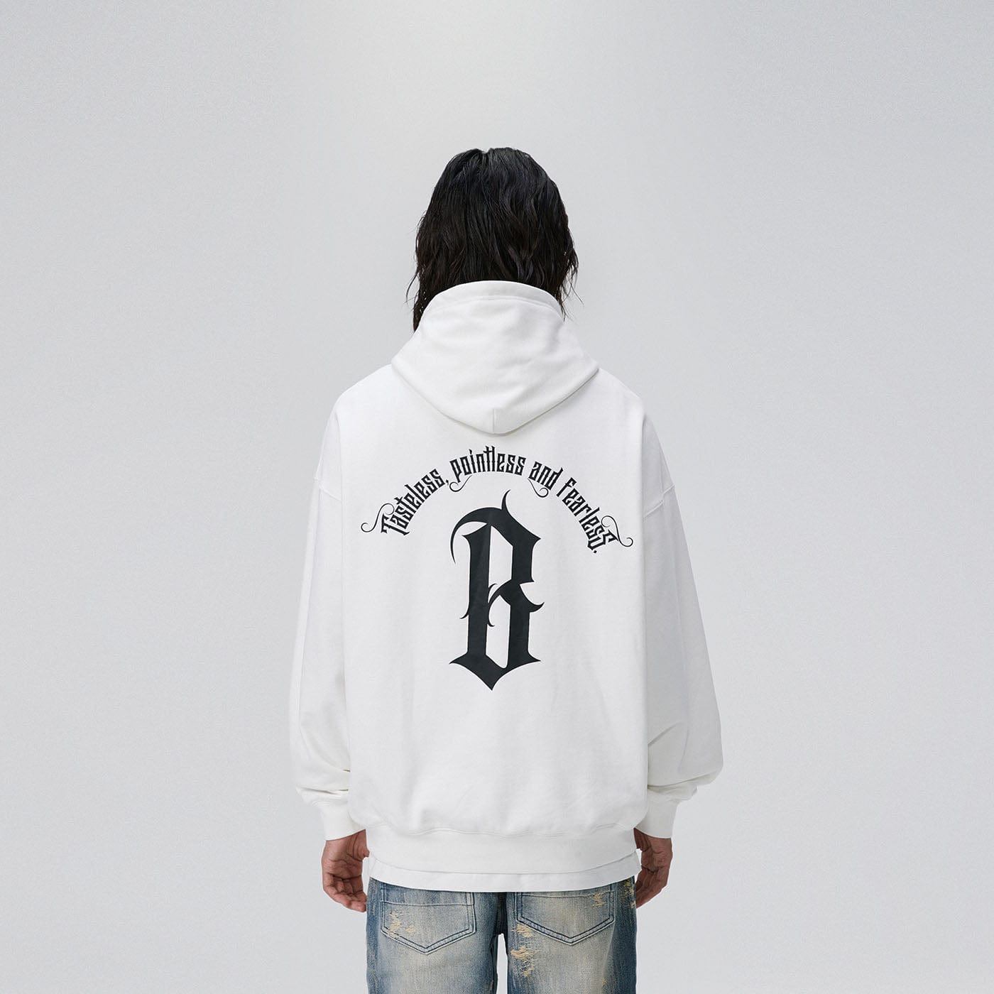 BONELESS Gothic Slogan Hoodie, premium urban and streetwear designers apparel on PROJECTISR.com, BONELESS